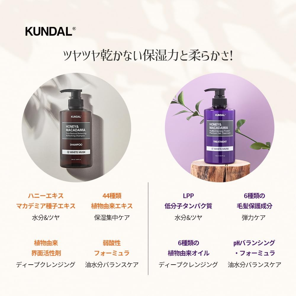 KUNDAL Natural Shampoo and Conditioner Set [Amber Vanilla] 16.9Fl Oz (Pack of 2) image number 5