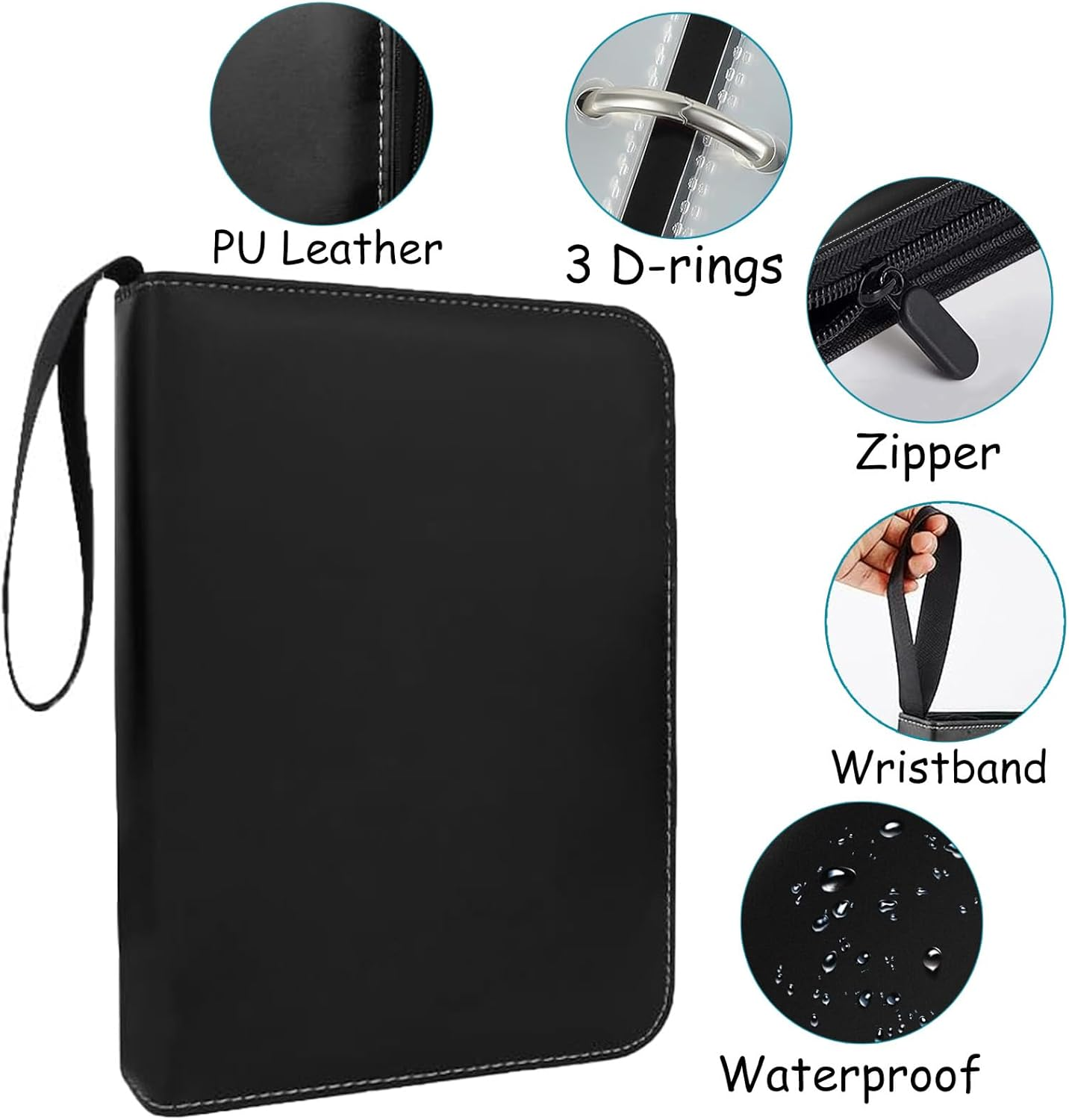 Igolife Trading Card Binder 9 Pocket, Portable Collector Binder for 900 Cards, Double Sided Pocket PU Card Collection Album, Card Folder for Baseball, TCG, Sports Cards, Game Cards, Black