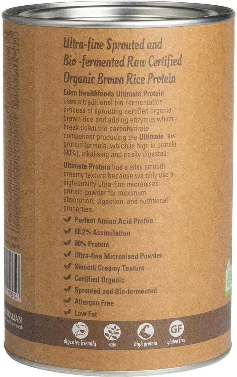 Eden Healthfoods Chocolate Ultimate Sprouted Brown Rice Protein 400 G, 400 Grams image number 1