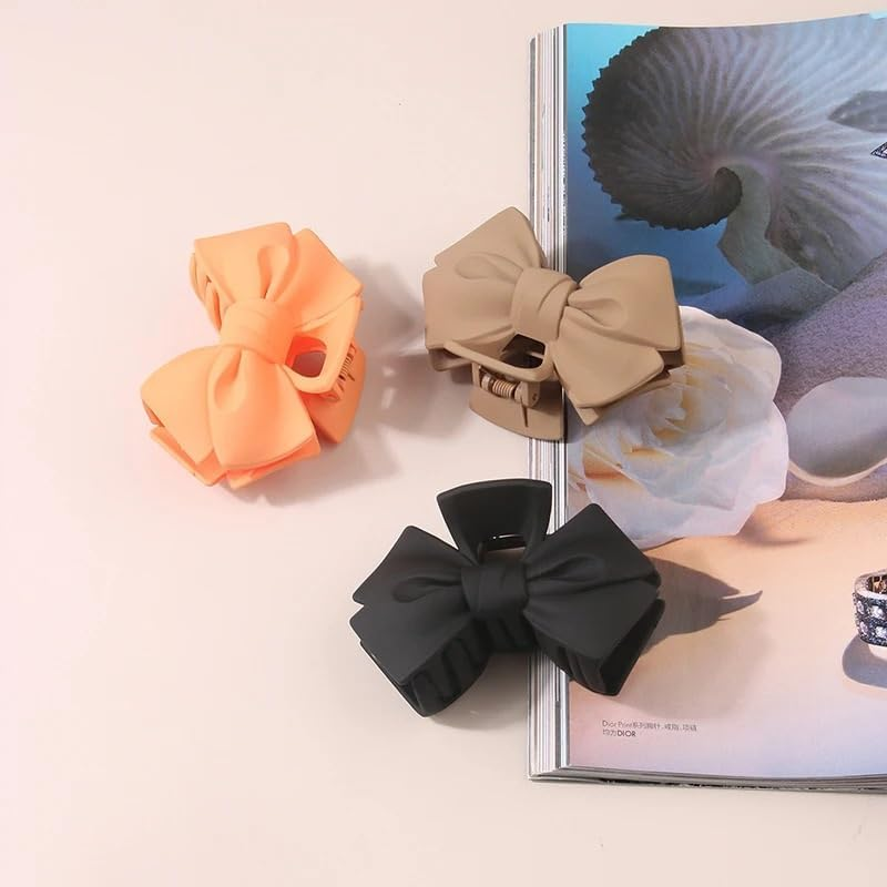 Hair Claw Clips Simple and Fashionable Frosted Plastic Bow Hairpin for Women Curly Hair Shark Clip Hairpin Headdress Hair Accessories image number 2