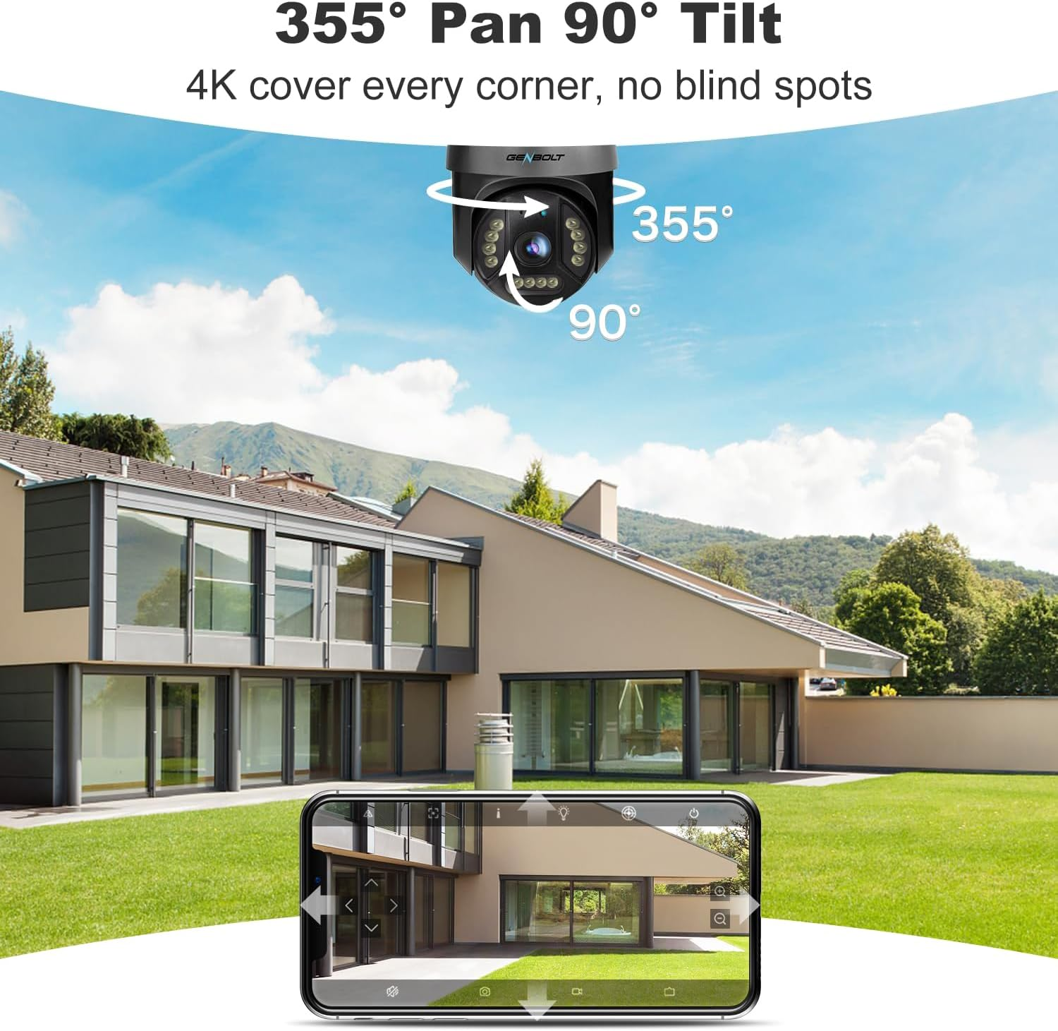 [Dc&Poe] 4K Wifi Security Camera Outdoor, GENBOLT 8MP Floodlight Home Surveillance CCTV IP Camera with Auto Tracking, Human/Vehicle Detection image number 1