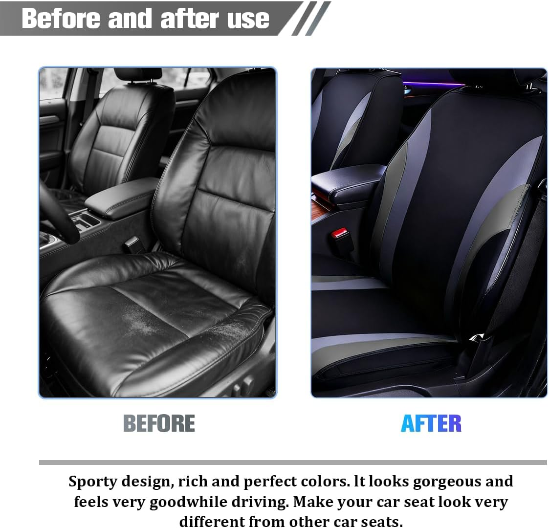 Sandfren Car Front Seat Covers Only, Sports Breathable Mesh Vehicle Front Seat Protectors with Removable Headrest Covers, Auto Interior Protection Accessories, Universal Fit (Gray) image number 1