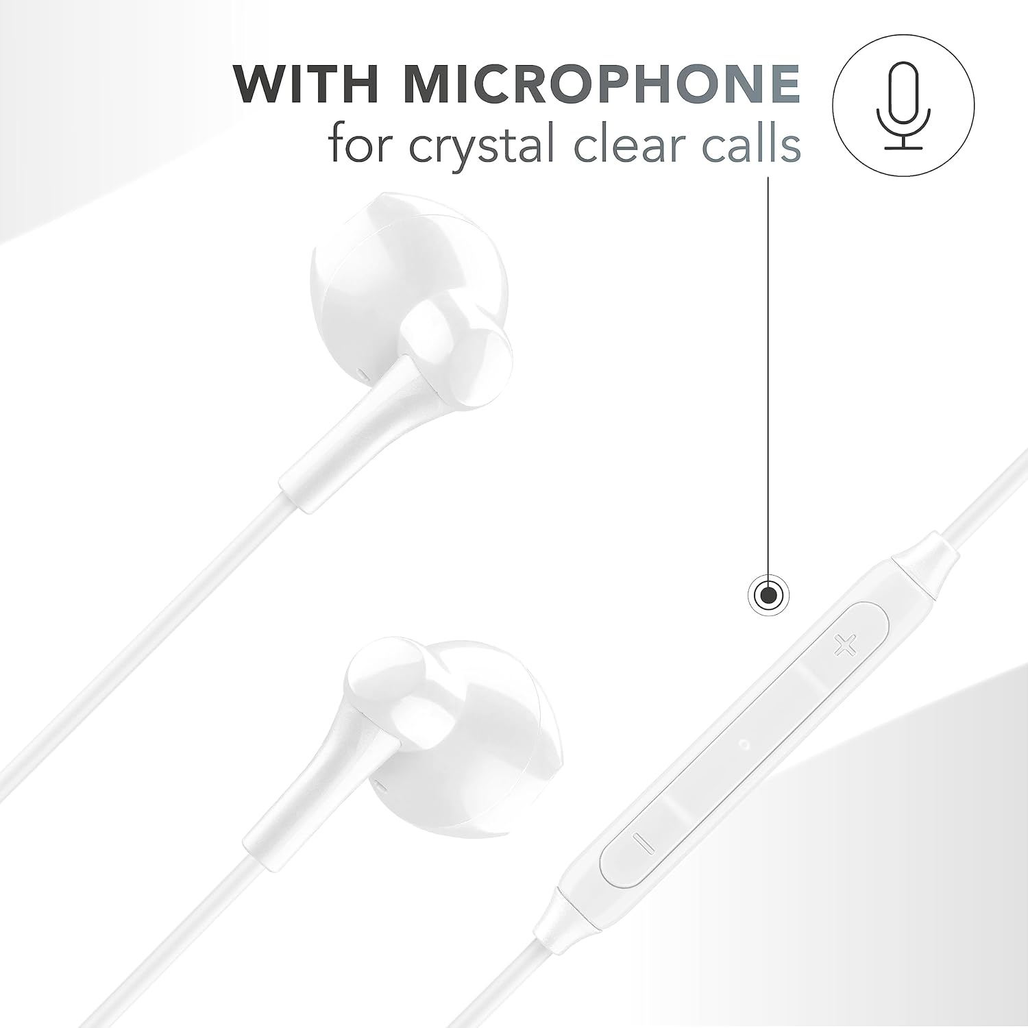 Music Sound | Wired Capsule Headphones | Capsule Headphones with Wired and Built-In Microphone - USB-C Port - 1.2M Anti-Tangle Cable - White image number 3