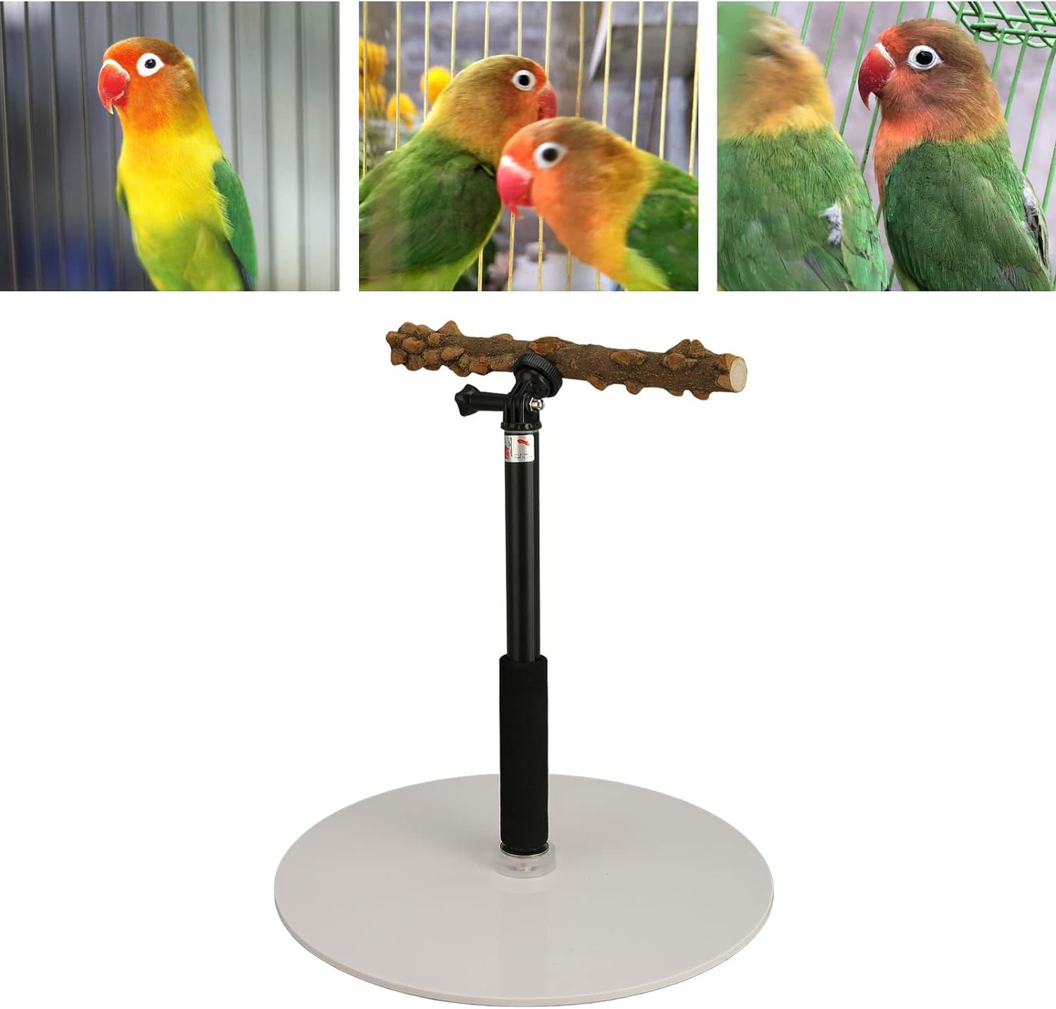 Play Stand, Adjustable Telescopic Stand, Naturals Wood Perch Play Stand with Potty Tray, Portable Bird Cage Branch Perch Accessories image number 3