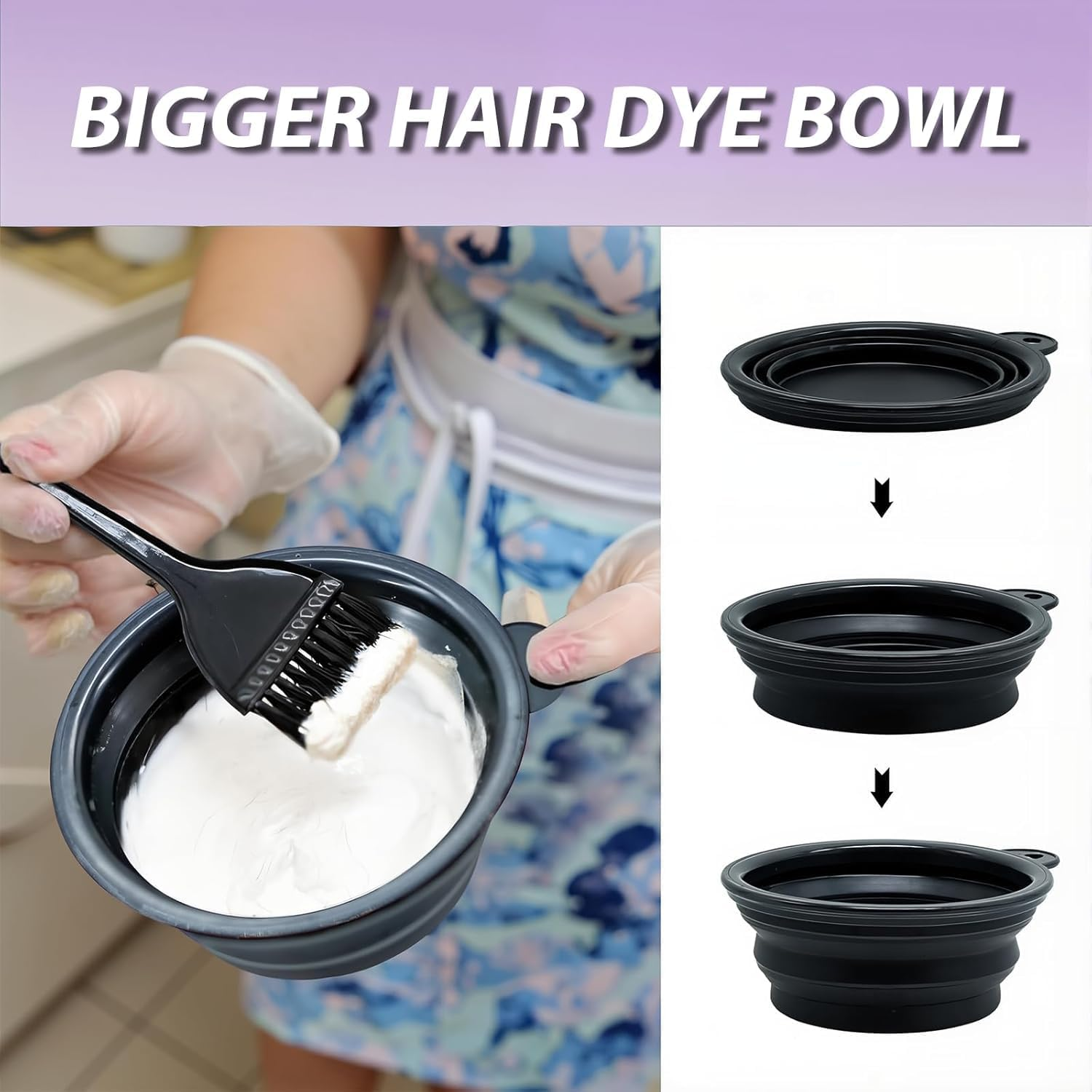 Hair Dye Mixing Bowl and Brush Set, 5Pcs Hair Dyeing Tool Set, Brush Double-Sided Comb, Dye Brush, Ear Cover, Hair Colouring Tools for Home Salon Beauty