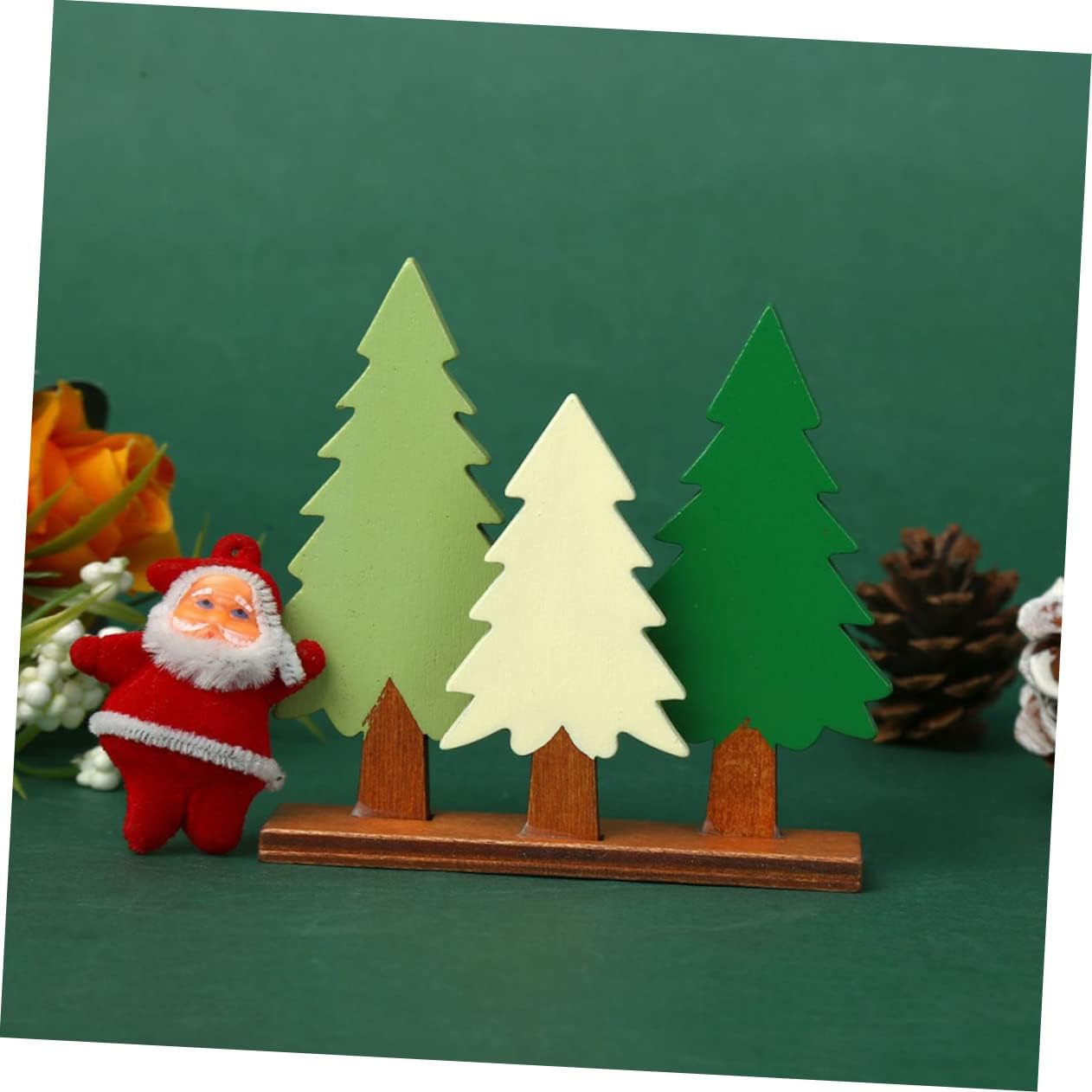 1Pc Adorable Wooden Christmas Pine Decor for Home Desktop Holiday Decoration Material Vibrant Colors for Room Office Garden and Festive Celebrations image number 6