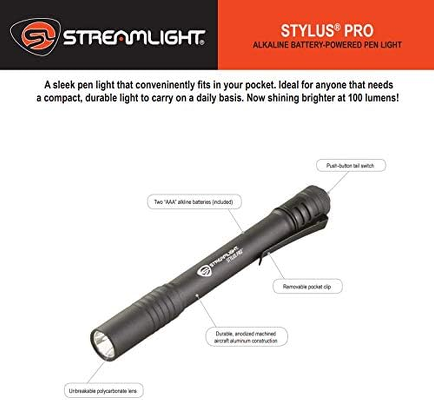 Streamlight 66118 Stylus Pro LED Pen Light with Holster, Black image number 4