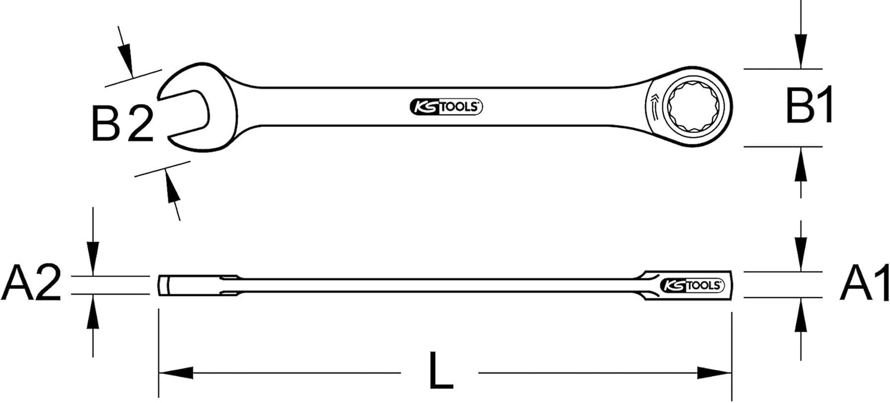 KS Tools 503.4252 Gearplus Combination Ratchet Spanner, 1.4 Inches (36 Mm) image number 1