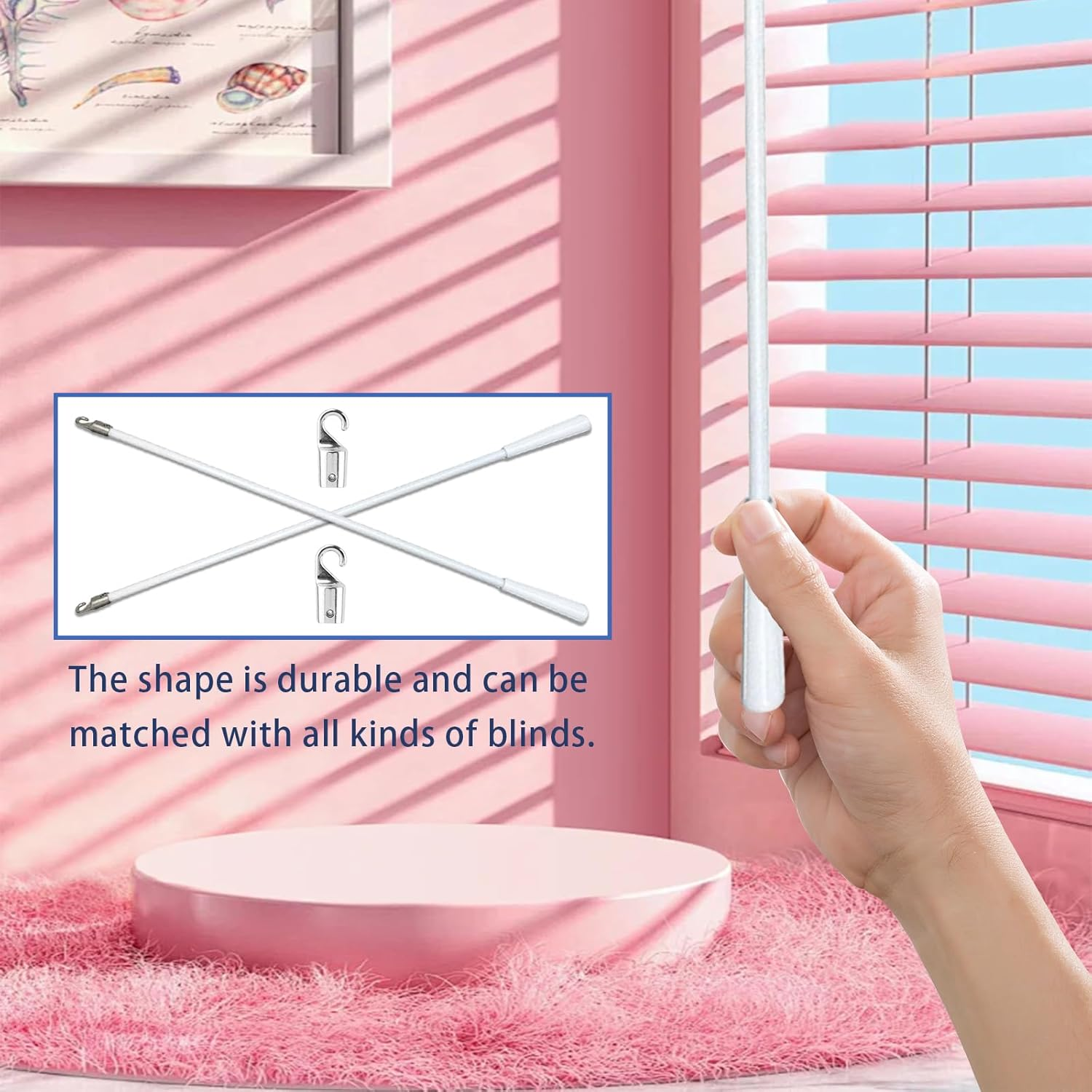 INCAUCA 4 Pack Blind Wand with Metal Hook, 12 Inch White Fiberglass Window Blind Tilt Wand, Vertical Blind Wand Control Replacement, Blind Rod Replacement, Blind Opener Stick - 6 Pack image number 5