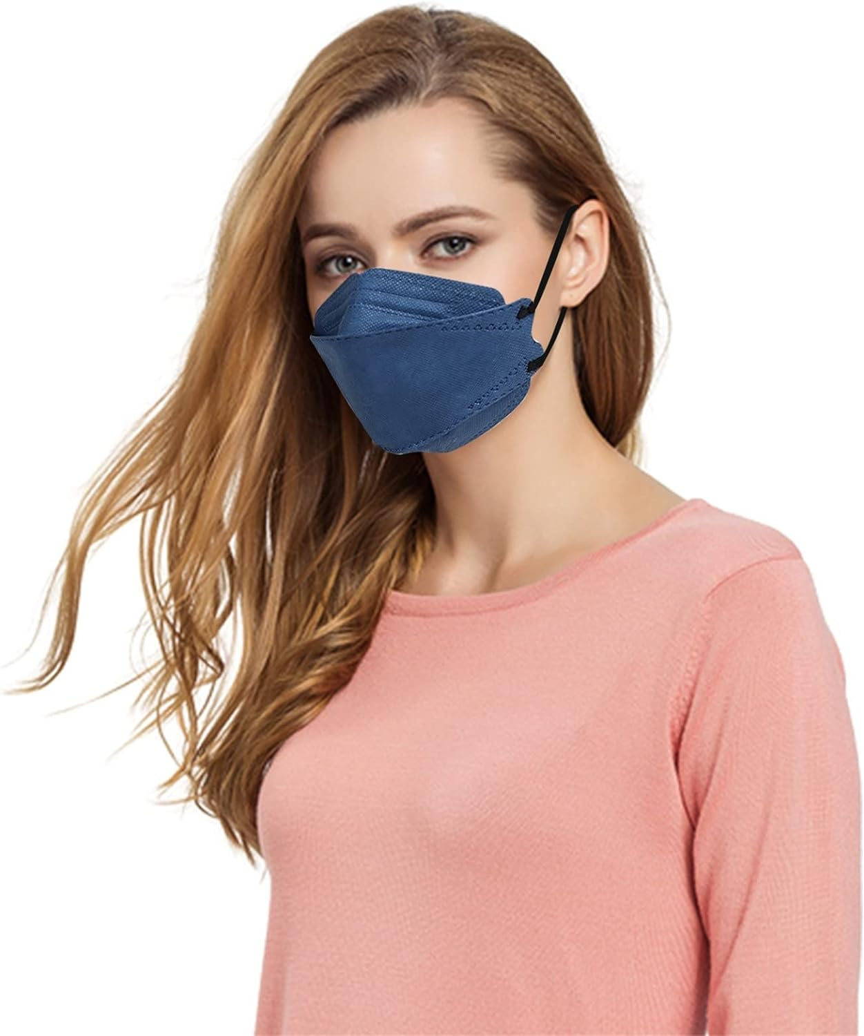 Waymine 50PCS KF94 Disposable 4-Layer Face Masks for Adult, Breathable Protective Fish Type Masks 3D Design Face Mask 4-Layers Cup Dust Masks for Women Men Glasses Wearers image number 5