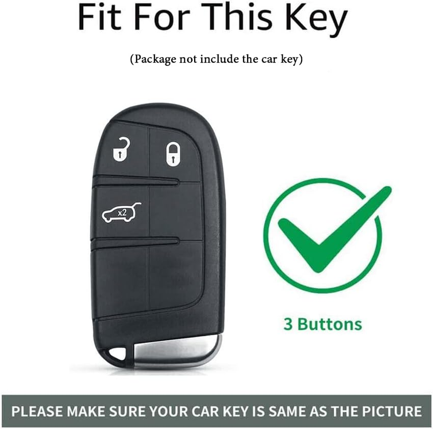 Ontto Car Key Fob Cover Fit for Chrysler 300 C Jeep Grand Cherokee Compass Renegade Dodge Dart Charger Key Case TPU Key Holder Keyring Key Shell Keychain Protective Accessories 3 Buttons Red - Beige image number 4