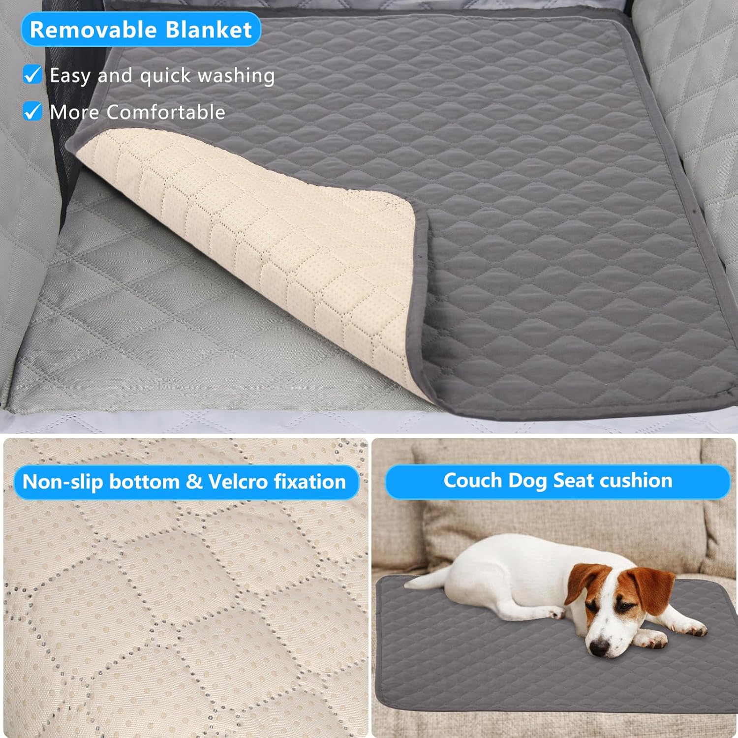 Qowooq Dog Car Seat for Medium Dogs,Back Seat Extender for Dogs,Large Dog Car Seat Cover for Back Seat, Dog Hammock for Car Back Seat Dog Bed Mattress,Pet Car Seat for Car SUV Truck (Black, Large)