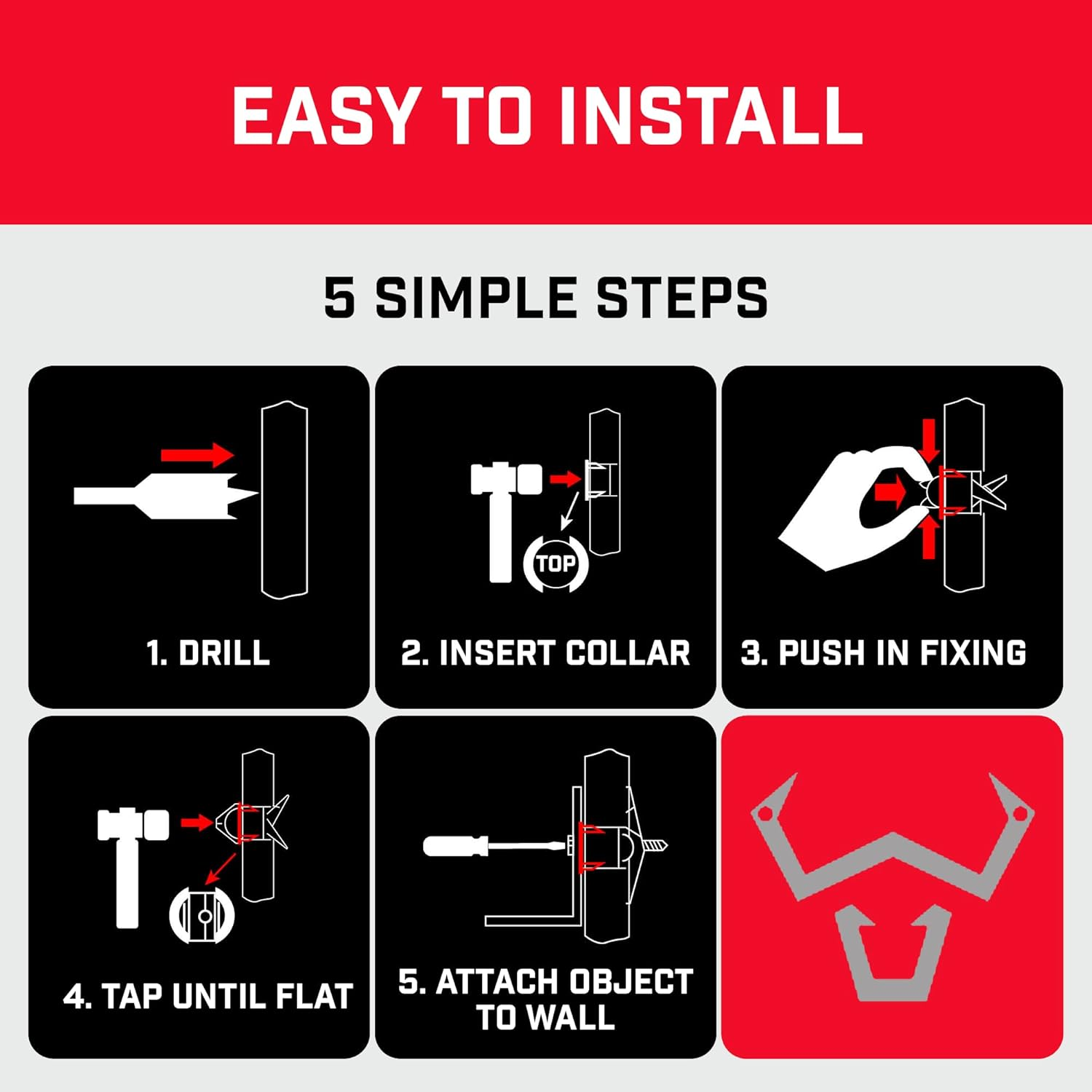 Bullfix 'Extra' Starter Pack - Heavy Duty Plasterboard Fixings for Stud Walls, Hollow & Cavity Wall Fixing, Superior to Drywall Anchors & Snap or Spring Toggle Fittings, up to 133Kg, DIY & Trade