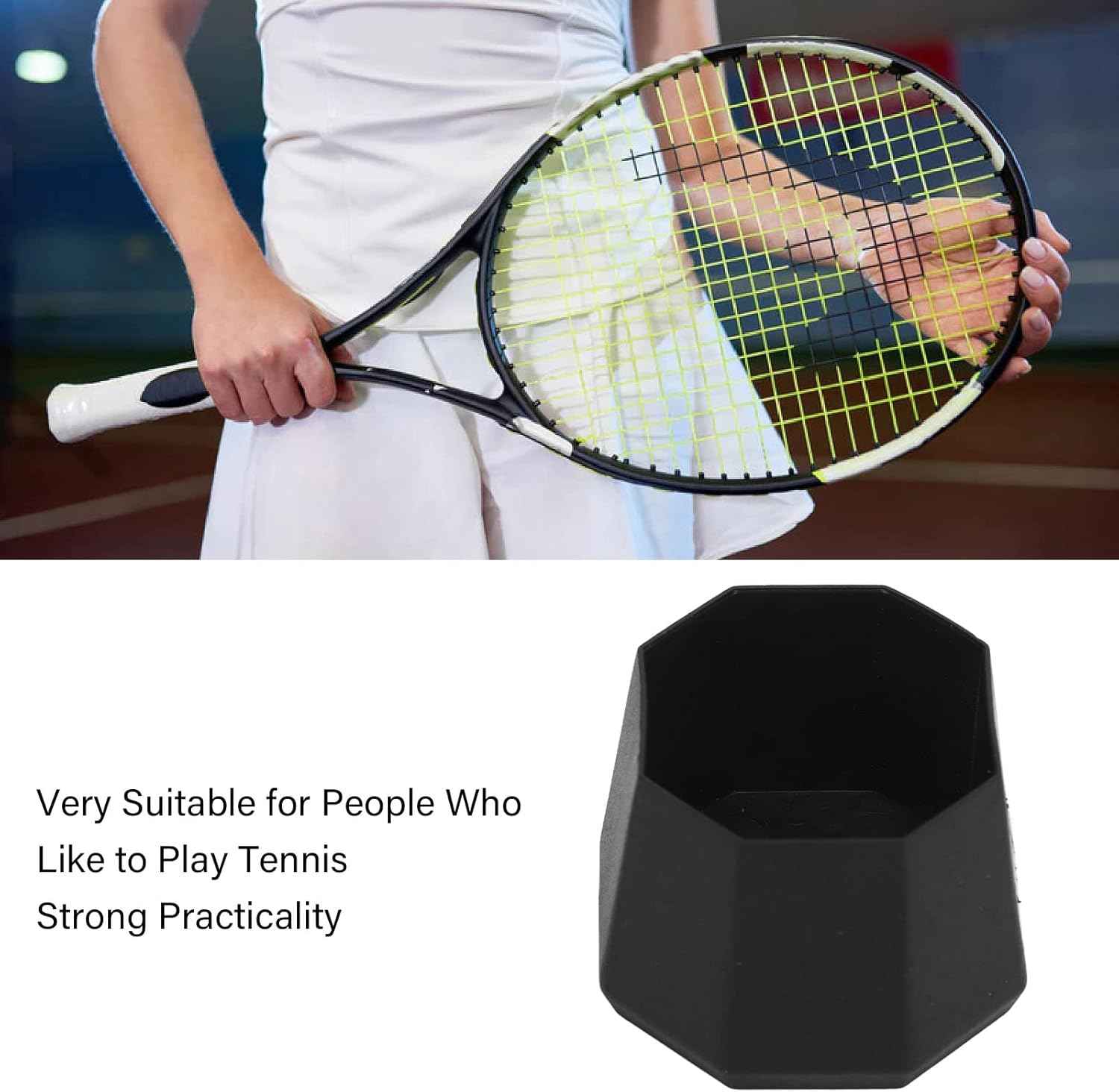 Tennis Racket Butt Cap, 2Pcs Black Plastic Tennis Racket Silicone End Cover Portable Racket Handle End Cap Practical Tennis Racquet Silicone Back Covers for Racquetball Racket image number 1