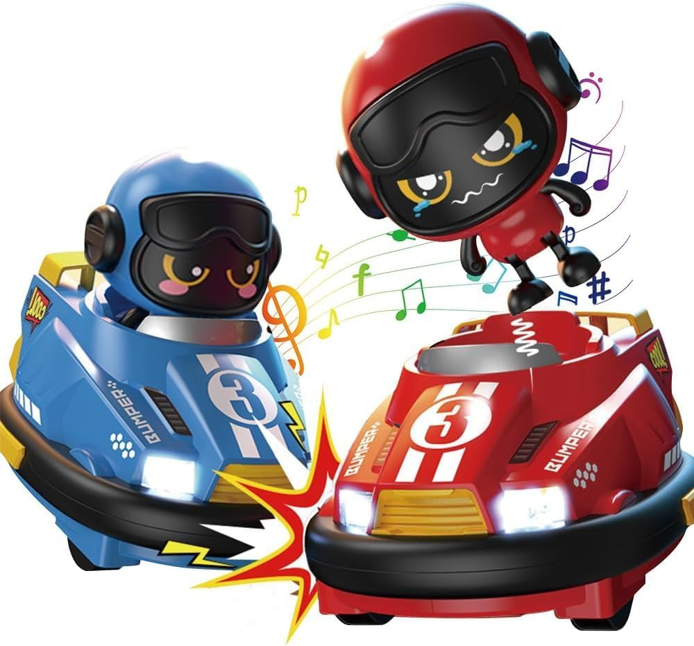 B-Qtech Remote Control Car Toy, Cute Bumper Cars Cartoon Car with Ejecting Drivers, 2 Pack Battle Car Toy Switchable Speeds with Music & Lights, DIY Stickers Included, Birthday Gifts for Boys Girls image number 6