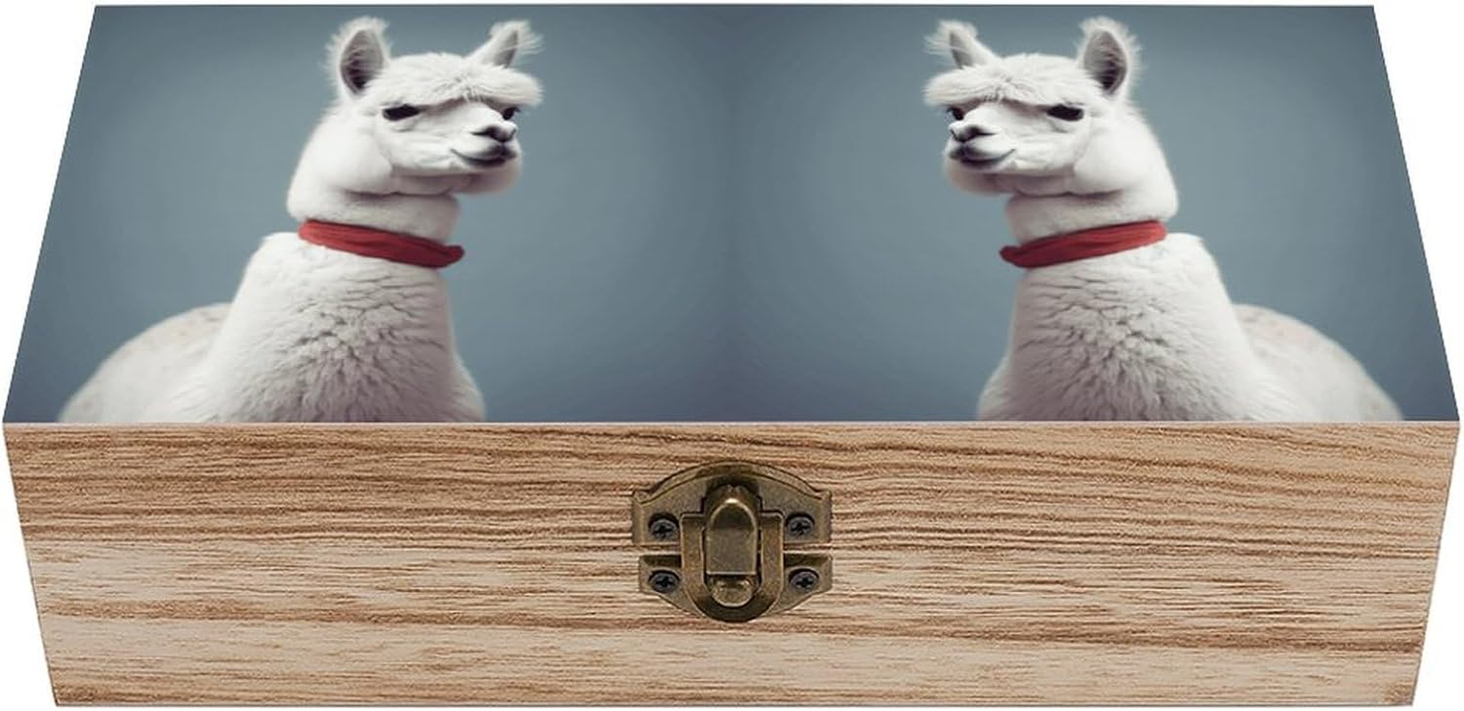 Alpaca Wooden Box Wood Wedding Keepsake Boxes with Lids Small Decorative Boxes Lightweight Wooden Memory Storage Box for Crafts Keepsakes Jewelry Photo Letter Storage image number 5