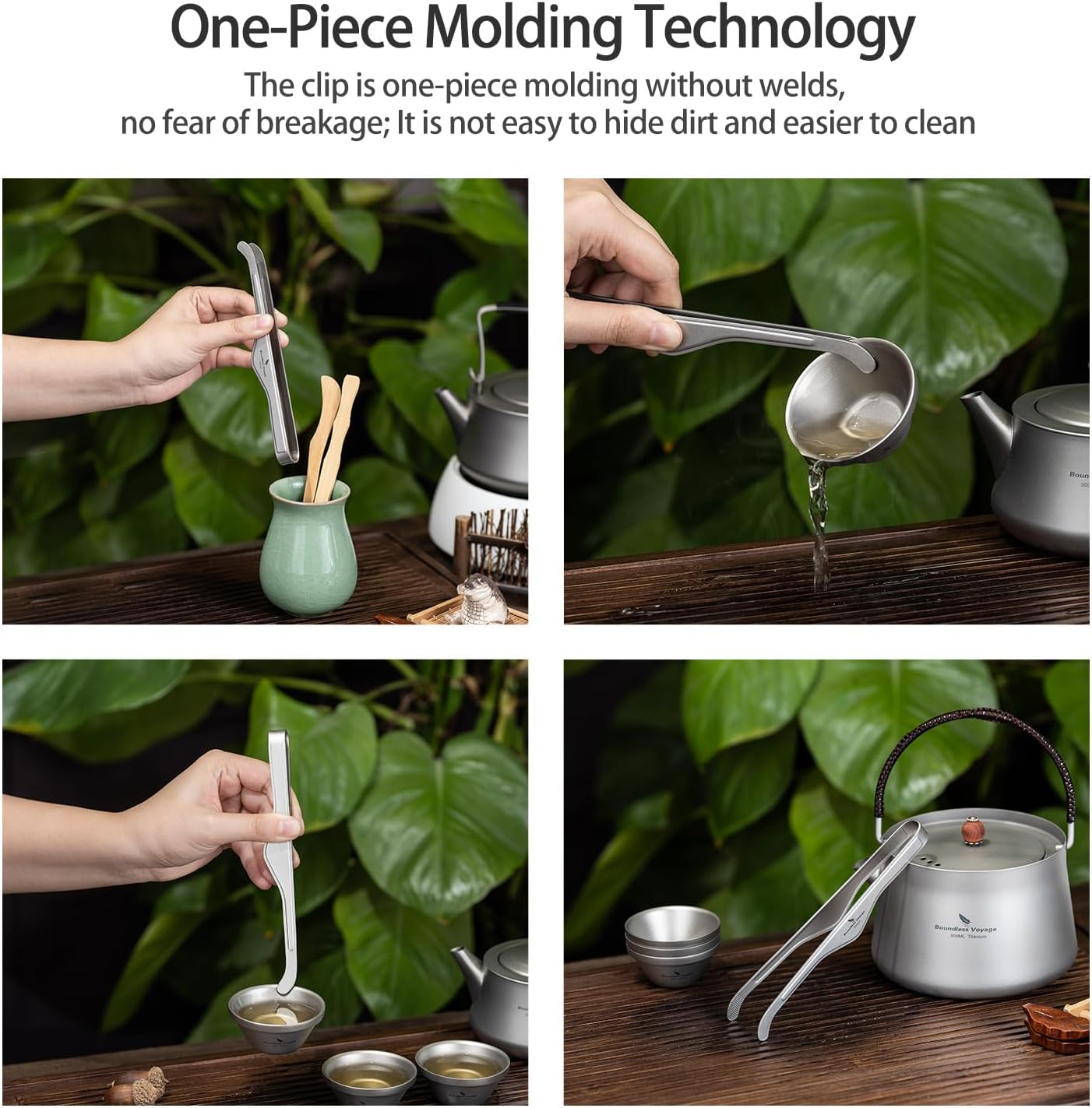 Boundless Voyage Titanium Tea Clip Multipurpose Anti-Scalding Tong Tweezers for Kitchen Food Kongfu Cup Buffet Salad Steak BBQ image number 1