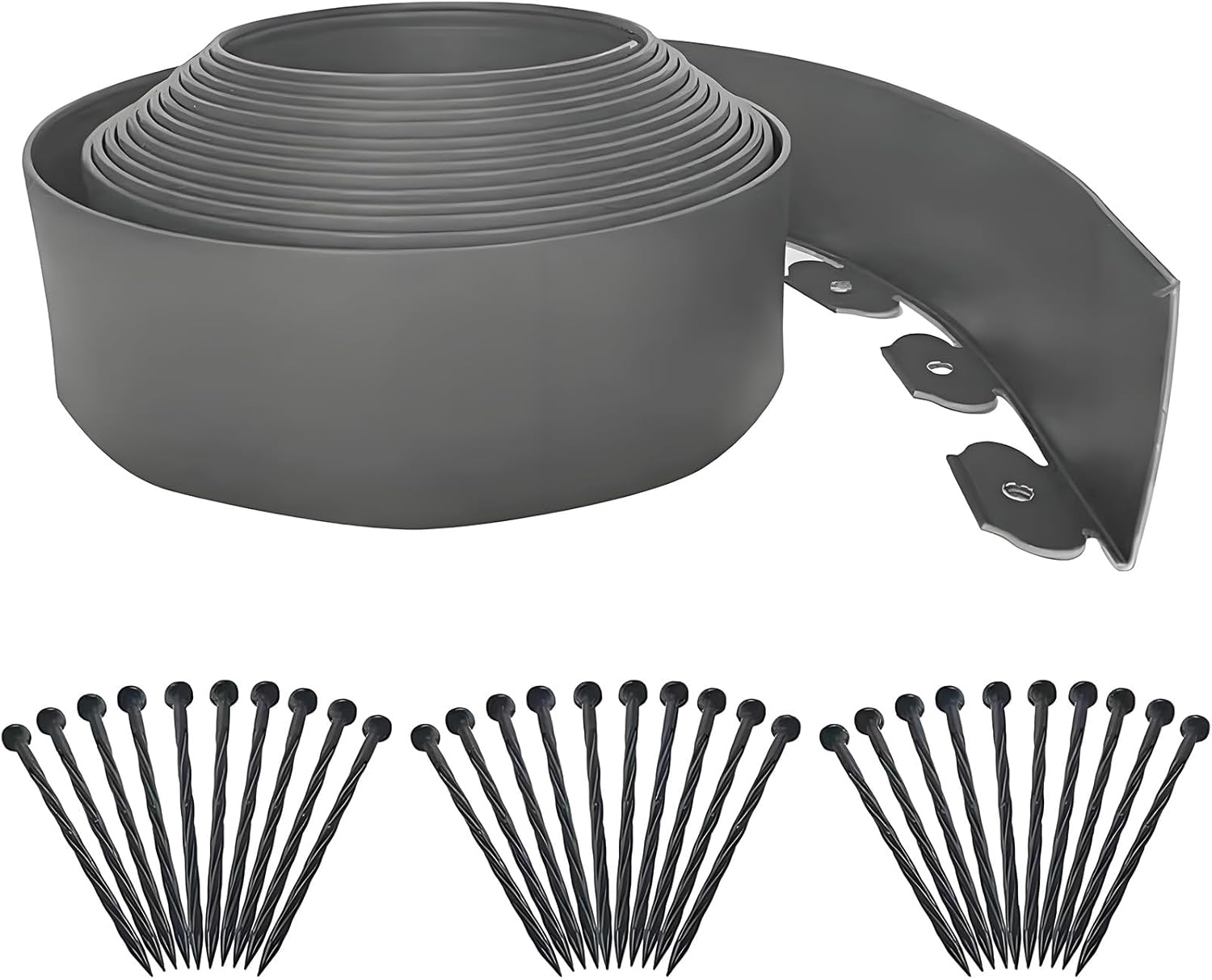 Flexible Garden Edging Borders 33Ft,Landscape Edging [Extra Tall 4IN High] Mini Plastic Fence with 30Pcs Stakes,Lawn Edging Kit No Dig for Yard Flowerbeds,Grass (Black)