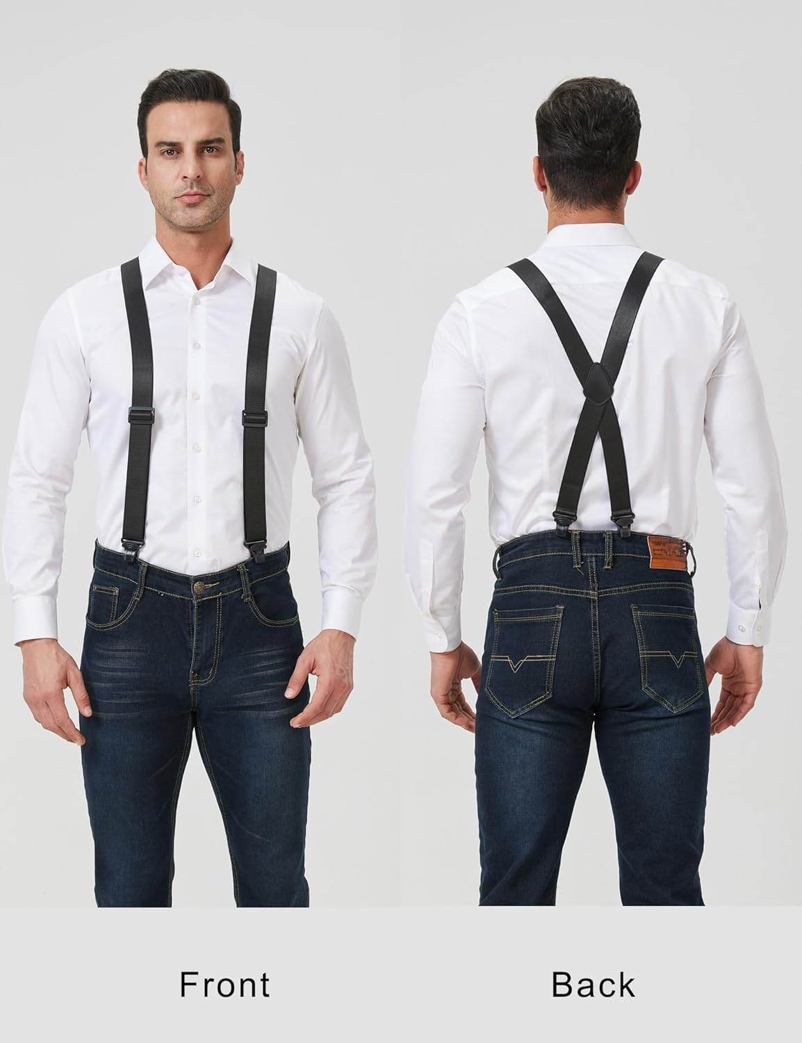 Ausukler Suspenders for Men Heavy Duty with Plastic Clips, Invisible or Hidden under Shirt Clothing image number 4