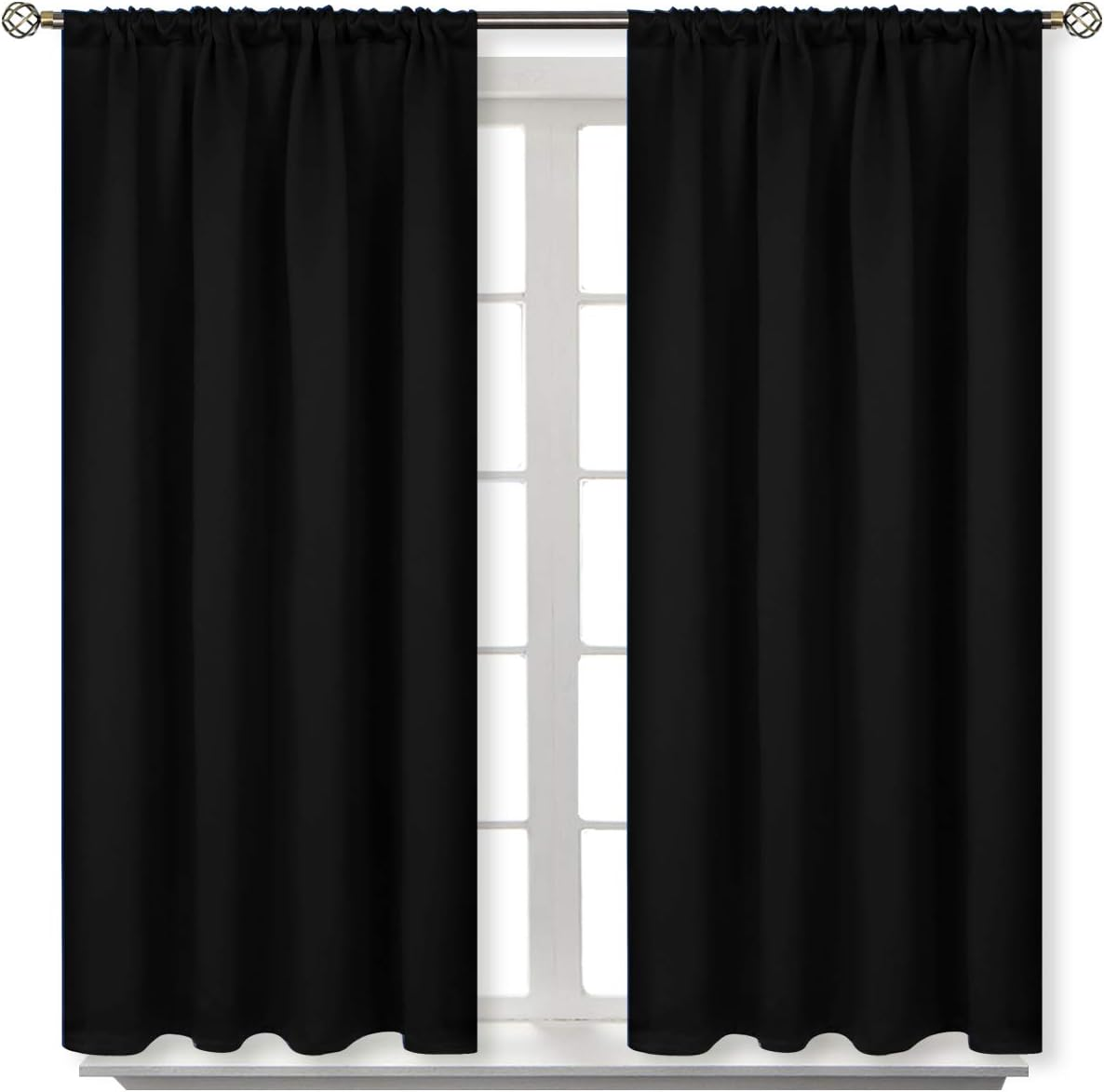 Bgment Beige Room Darkening Curtains 45 Inches Long - Rod Pocket Thermal Insulated Blackout Window Drapes for Short Bedroom Kitchen Cafe, 42 X 45 Inch, 2 Panels