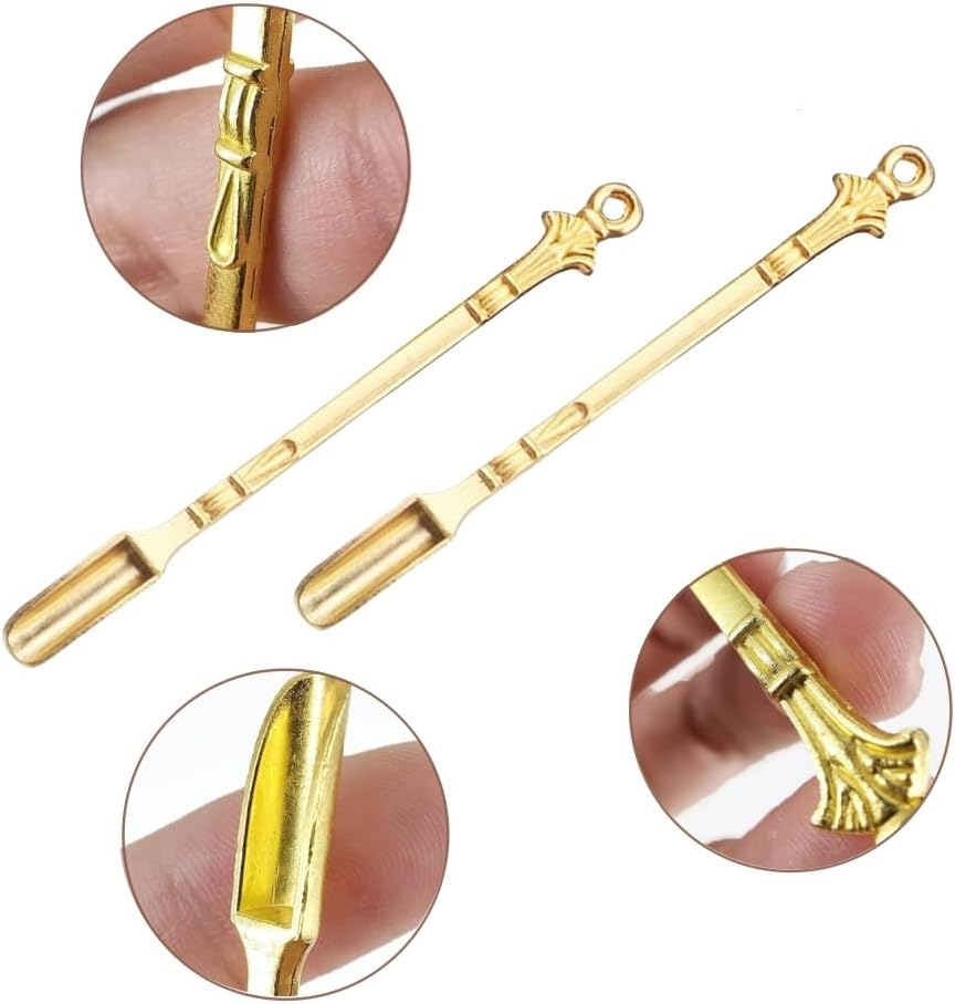 Acrylic Mini Snuff Spoon, 5 Pieces Mini Spoon,Gold Mini Spoon Mini Shovel Microscale Spoon Home Supplies Pendants Necklace Vials,For Filling Salts, Herbs