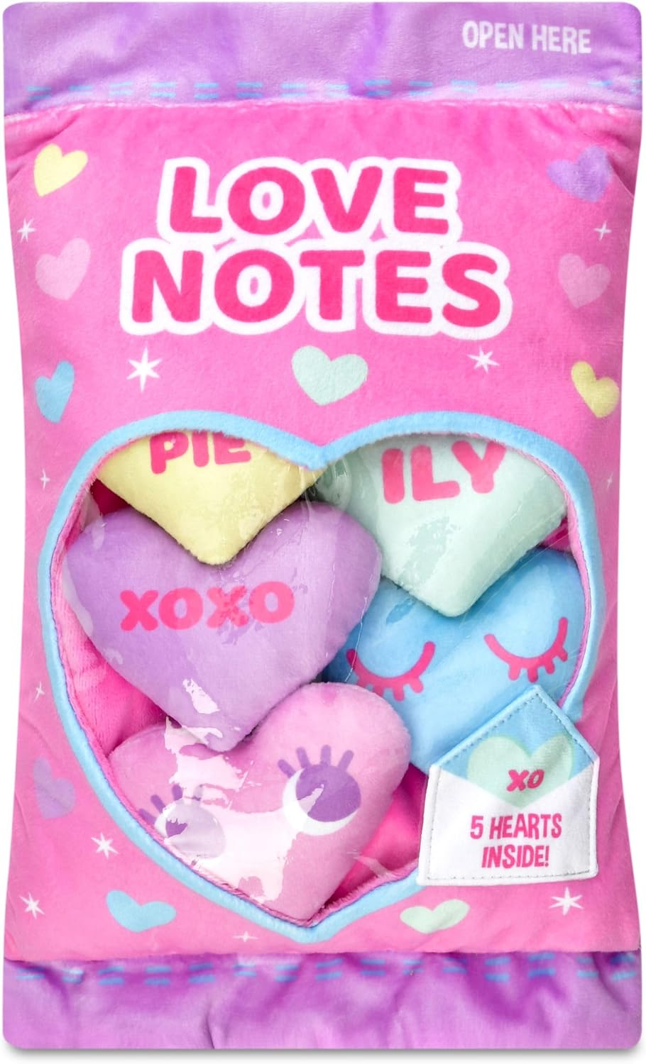 Iscream Valentine Kawaii Love Notes Fleece Play Pillow Set with Embroidered Accents