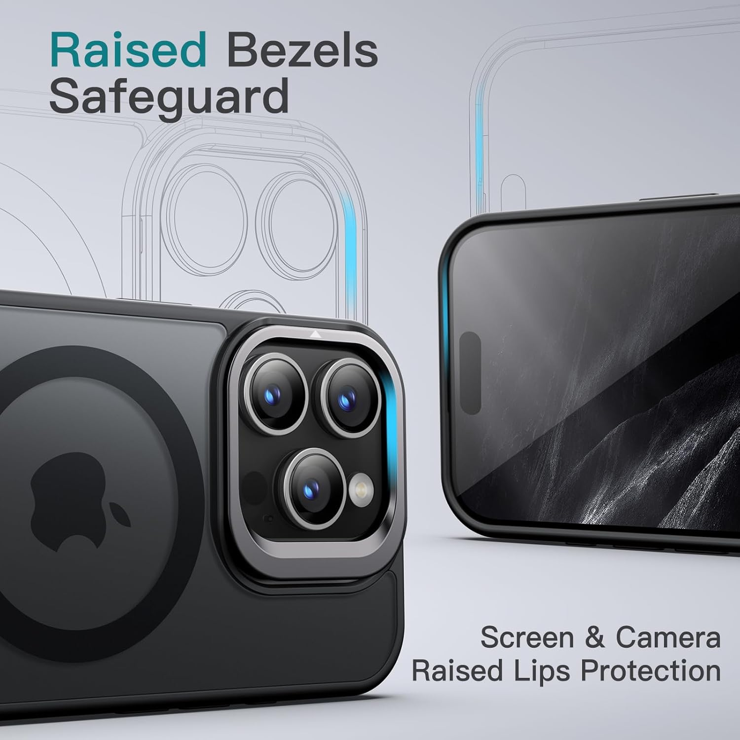 Jetech Kickstand Case for Iphone 15 Pro Max 6.7-Inch Compatible with Magsafe, Built-In Adjustable Camera Stand, Translucent Matte Magnetic Back Slim Shockproof Phone Cover (Black Titanium) - Natural Titanium image number 4