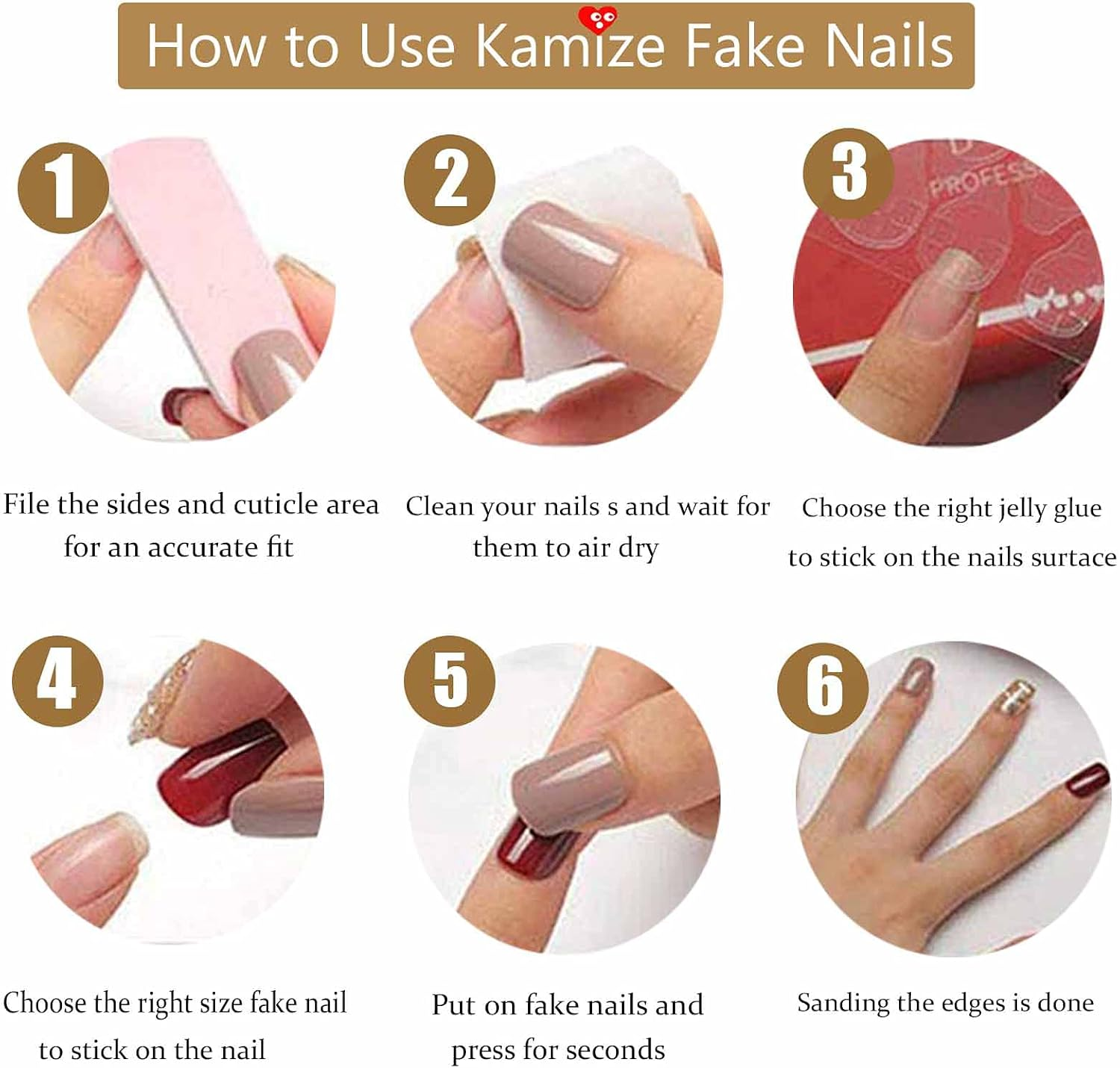 Kamize Press on Nails Coffin French Long Fake Nails Acrylic Full Cover V False Nails for Women and Girls (Long 5) image number 5