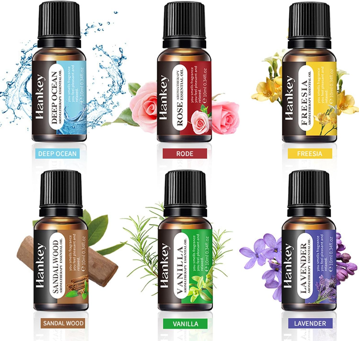 Essential Oils Set, Starter Kit Oils for Diffusers for Home, Aromatherapy Oils Gift Set 6 * 10 Ml - Rose, Lavender, Freesia, Deep Ocean, Sandalwood, Vanilla for Any Occasion image number 3