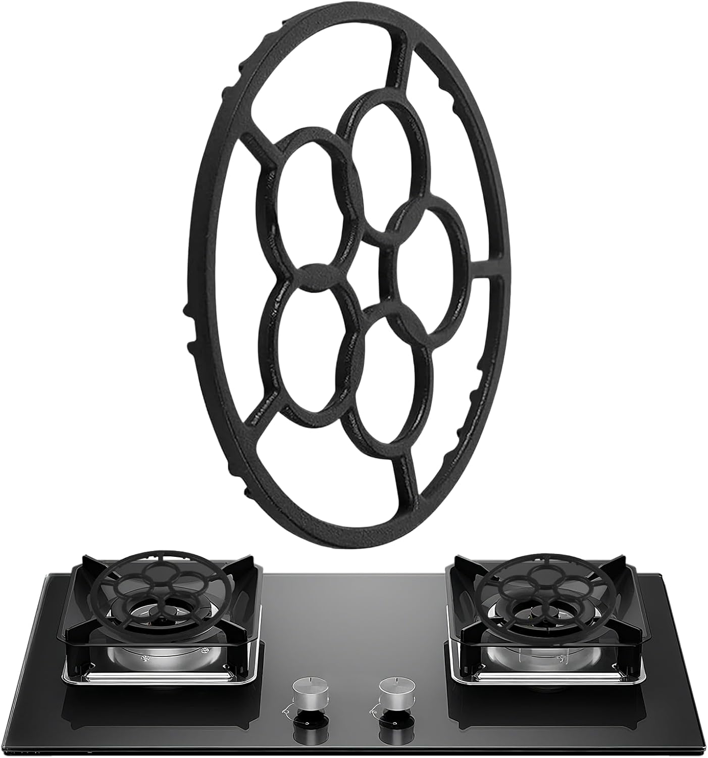 Eukyplace Reusable Cast Iron Wok Support Ring, Non-Slip Iron Gas Ring Reducer, Suitable for Moka Pot, Coffee Pot, Pressure Reducing Ring Stand, Tripod, Suitable for Gas Stove and Camping Stove image number 5