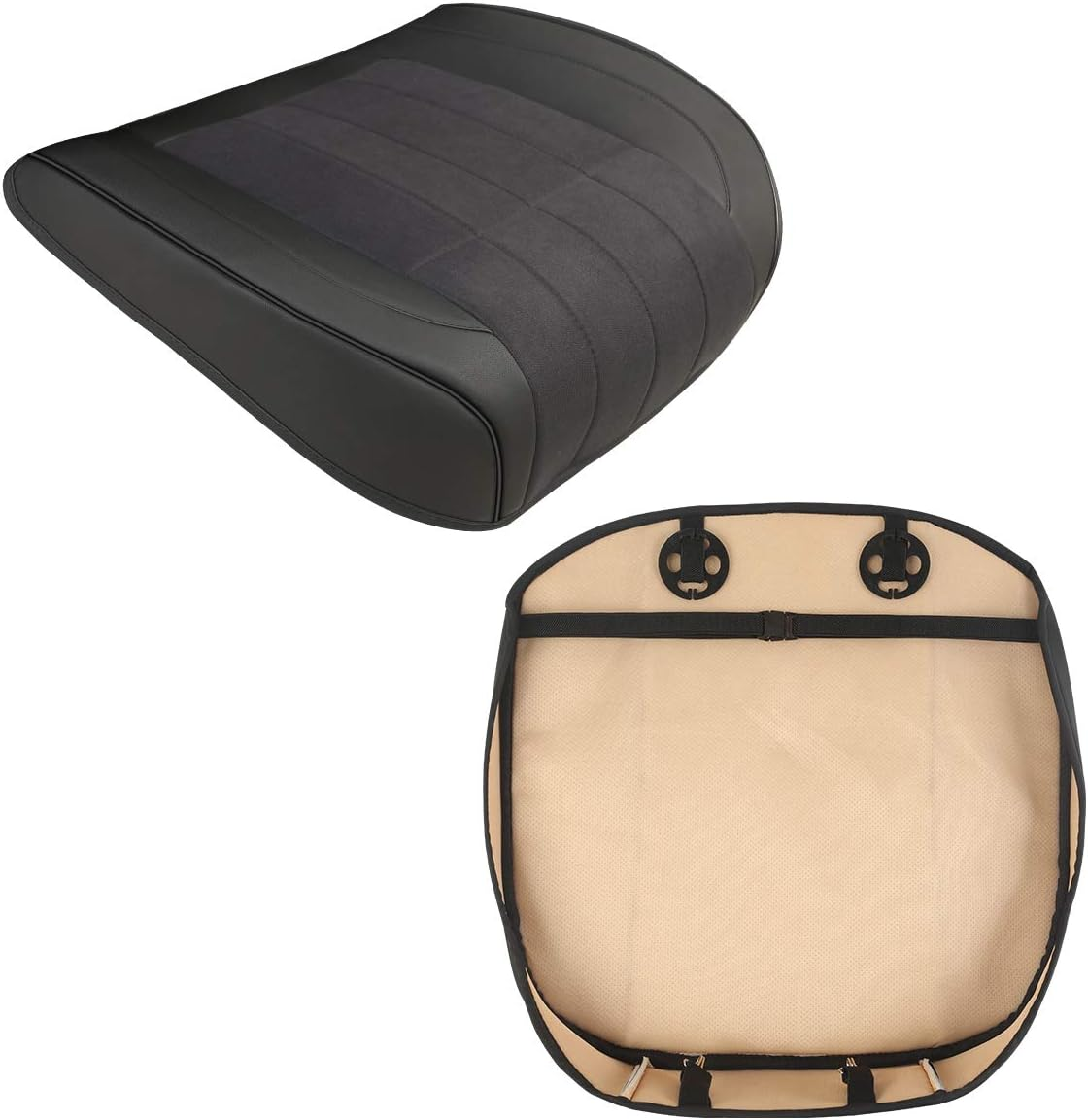 EDEALYN (1 PCS Car Seat Bottom Cover PU Leather and Linen Stitching Car Seat Cover Automotive Interior Front Car Seat Protector Driver Seat Cover (Black - Linen)