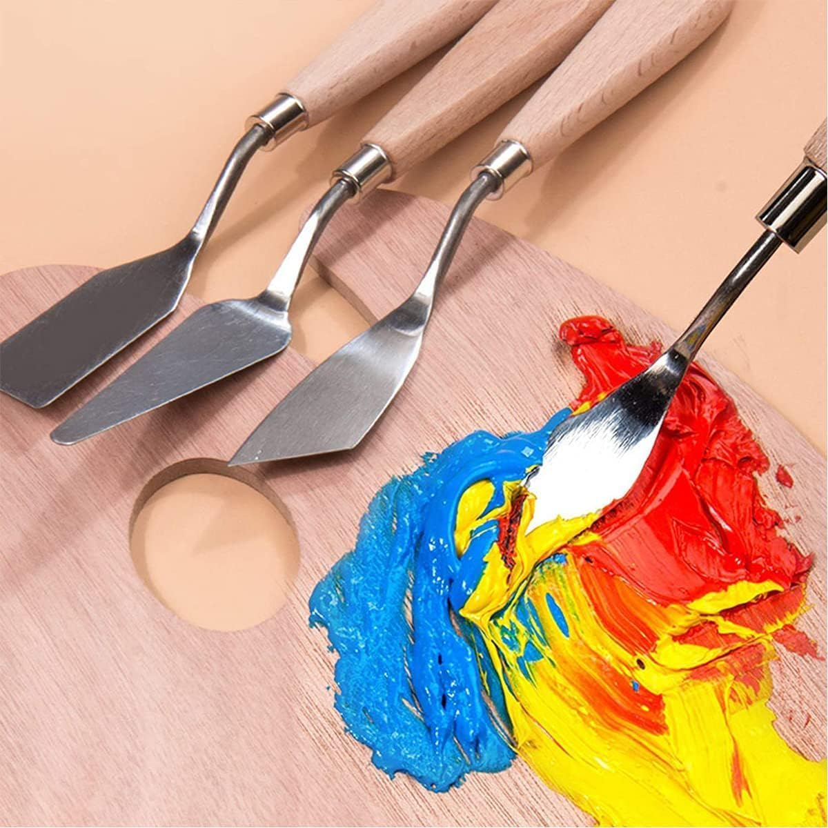 Palette Knife Set,11 Pieces Stainless Steel Scraper Palette Knife Painting Accessories Art Supplies for Oil Painting, Gouache, Watercolor, Rock Painting image number 5