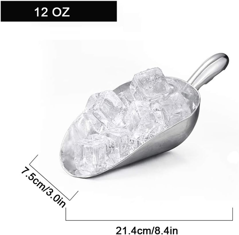Ice Cube Endurance Scoop, Cast Aluminum Shovel Scoops Kitchen Utility Scoops Set Contoured Handle, Ideal for Ice Cube Coffee Bean Food Candy Flour Popcorn Rust Free, Solid & Dishwasher Safe - 12 Oz image number 5