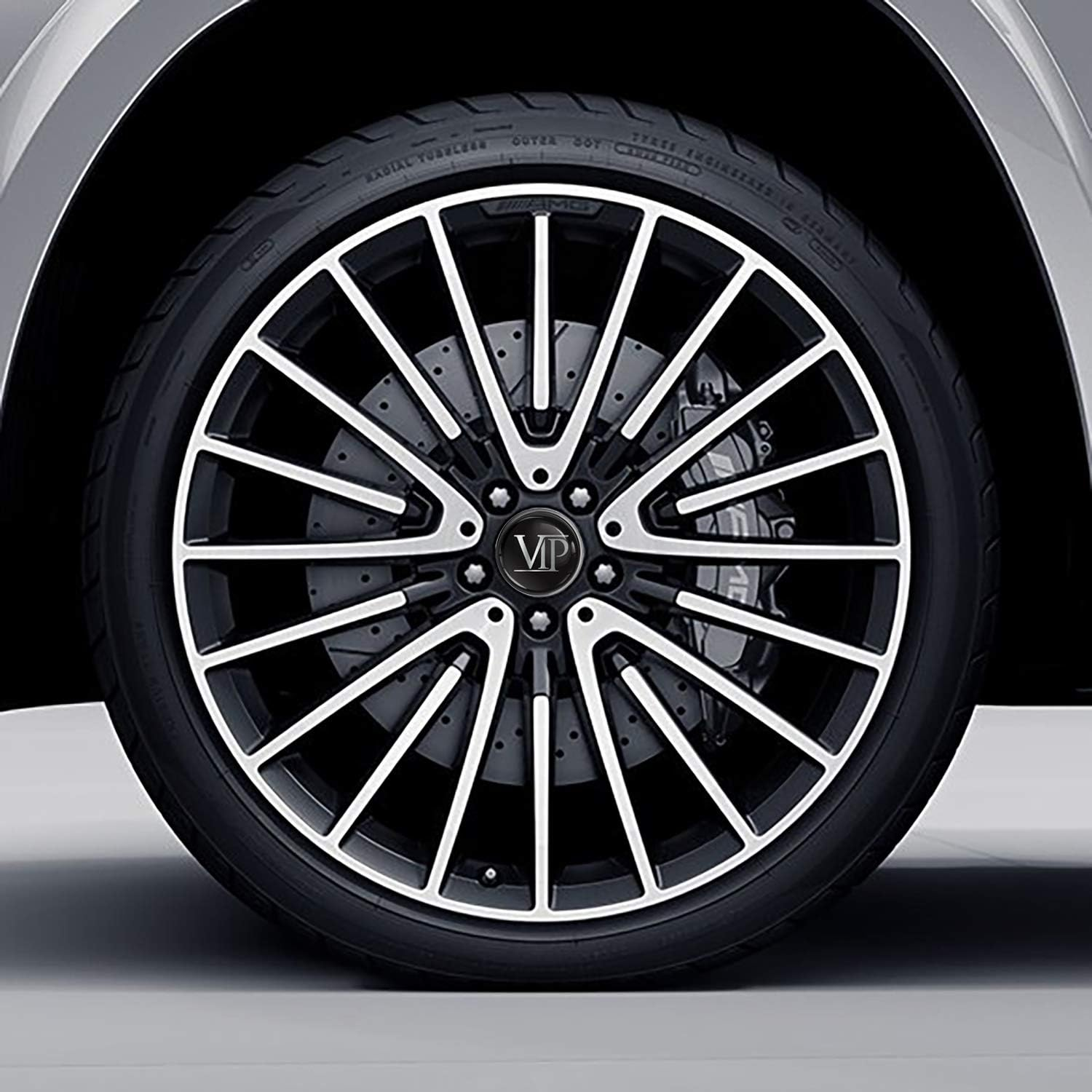 4 X 75Mm Wheel Centre Alloy Hub Center Caps Compatible with B66470207 / B66470200 Hubcaps Car Tuning Black Silver VIP Gloss Cm 19 image number 1