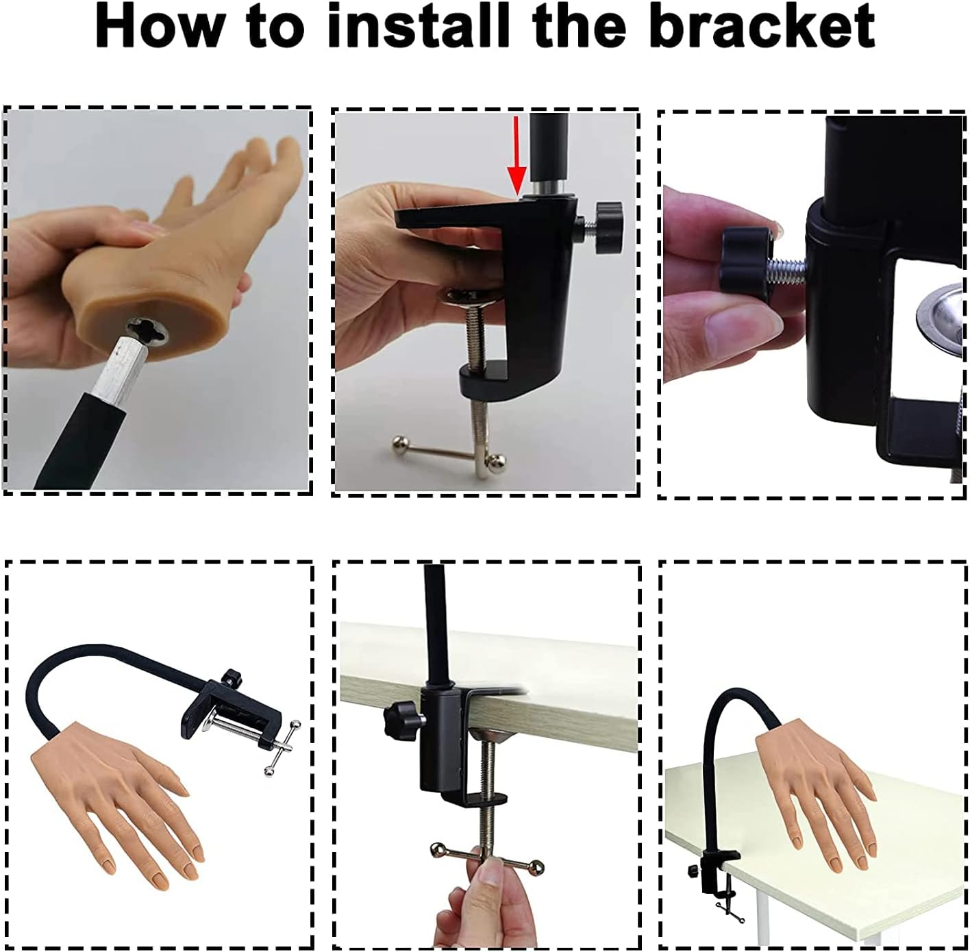 XMASIR Practice Hand for Nail Design, Silicone Hand Fake Nails Practice Hands Hand Training Practice Model Nail Art Manicure Set for DIY (Left)