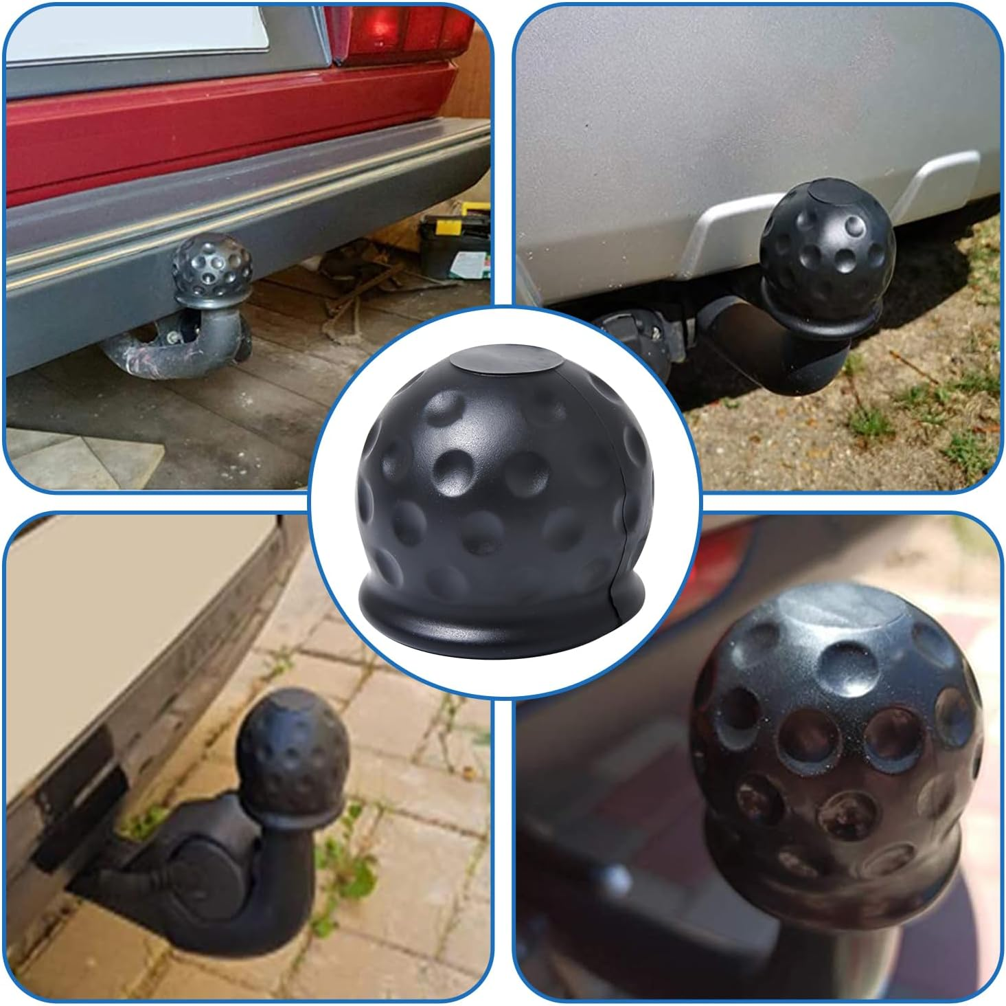Towing Hitch Cover, Black Towing Hitch Protective Cap Rubber Cover Towing Hitch Trailer Ball Cover Ball Head Protective Cover for Trailers (Spherical) Pack of 2 image number 2
