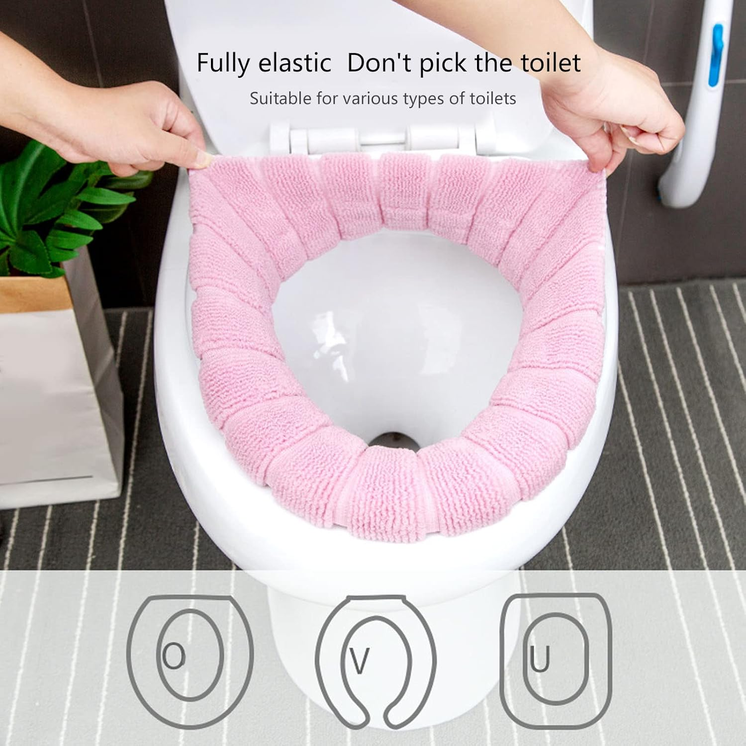 Toilet Seating Cover, Soft Reusable Toilet Seating Pad Washable for Home (Pink) image number 4