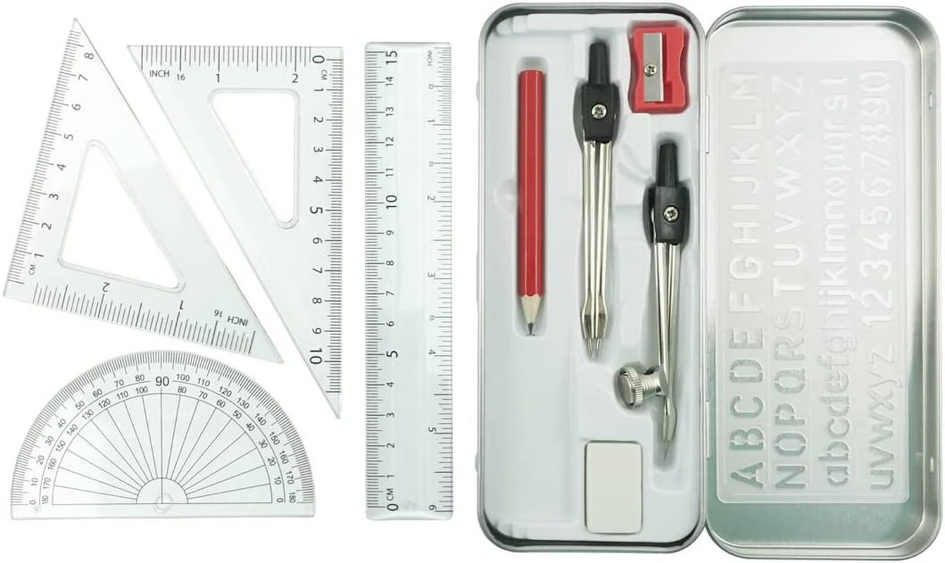 Linex, Maths Set 10 Pieces in Tin Case, Geometry Set for School Student image number 6