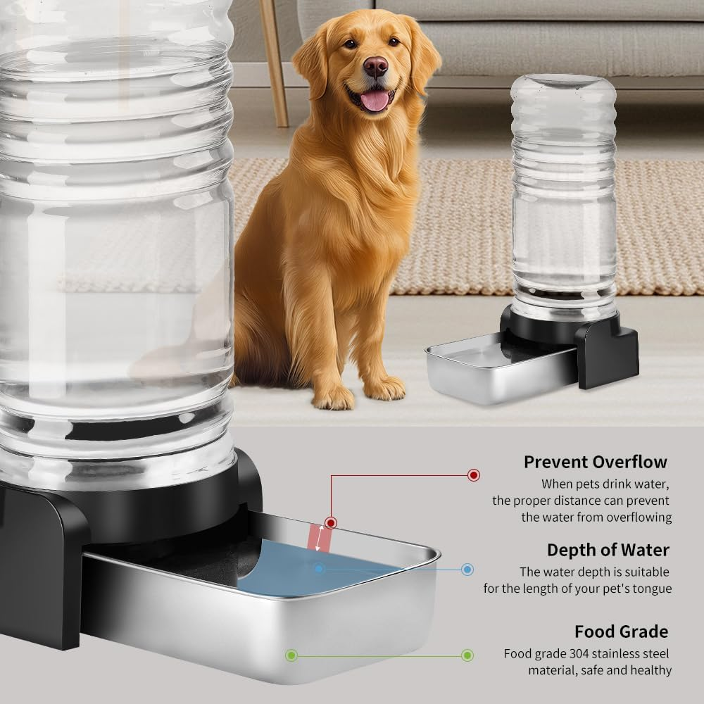 Marchul 2.3 Gallon Dog Water Dispenser, Large Dog Water Bowl Dispenser with Stainless Steel, Automatic Gravity Pet Bowl for Dogs Medium to Large (3 Filters) 8.6L image number 4