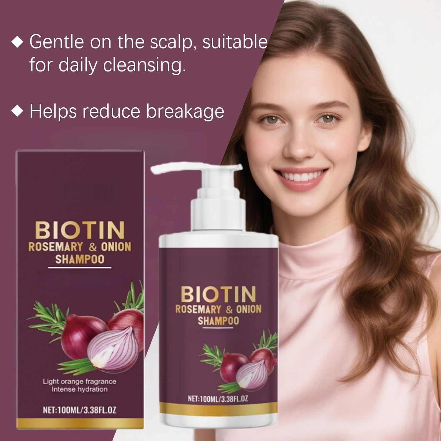 Onion Biotin & Rosemary Shampoo, Volumizing Shampoos for Thinning Hair & Greasy Hair Shampoo, Travel & Volumes Shampoos for Curly Hairs, Thicker & Stronger Hairs for Men & Women (2)