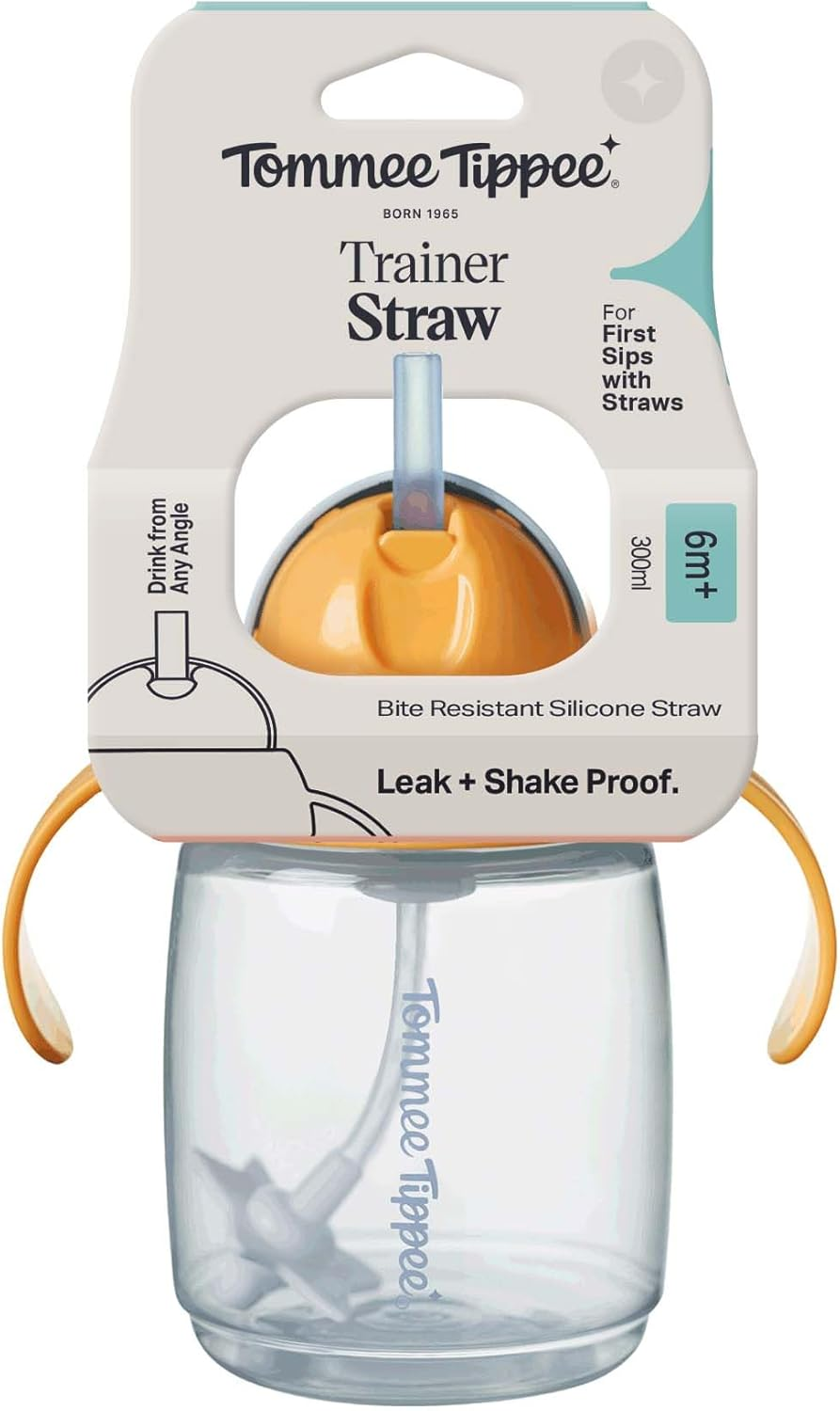 Tommee Tippee Trainer Straw Cup, 300Ml, Easy Transition Toddler Cup for 6 Months+, with Silicone Weighted Straw and Easy-Hold Handles, Assorted Colours, 1 Pack image number 4