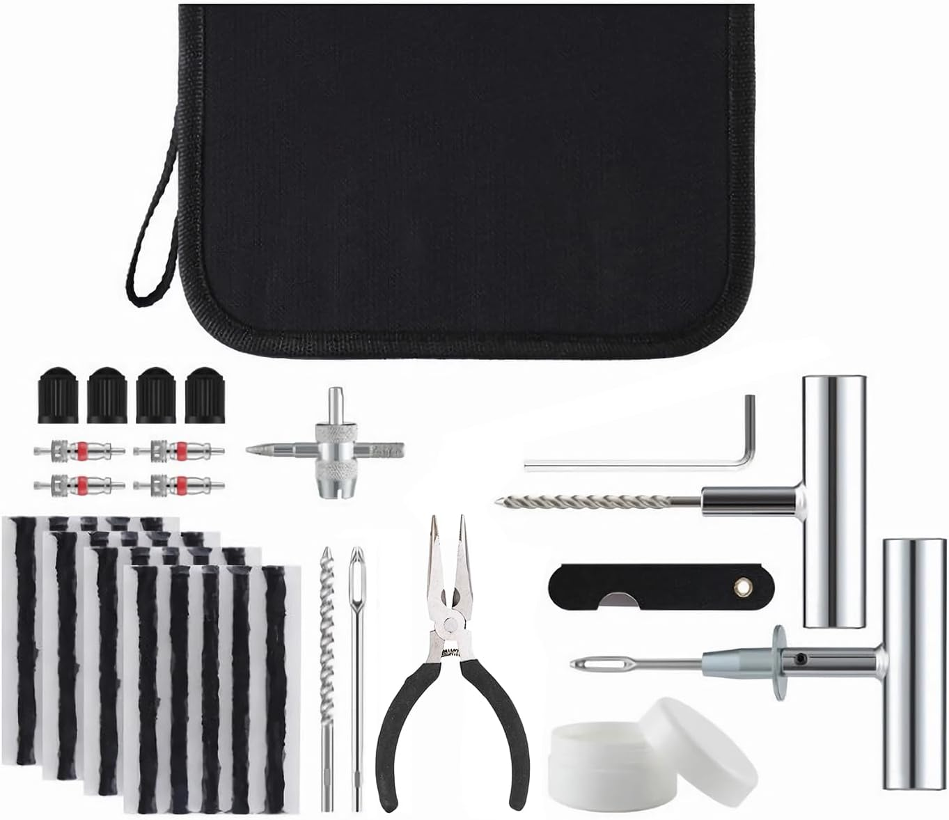 SFFCA Tubeless Tire Repair Kit, 37-Piece Set, Heavy Duty Puncture Repair Tool for Cars, Trucks, Motorcycles, Rvs, Tractors