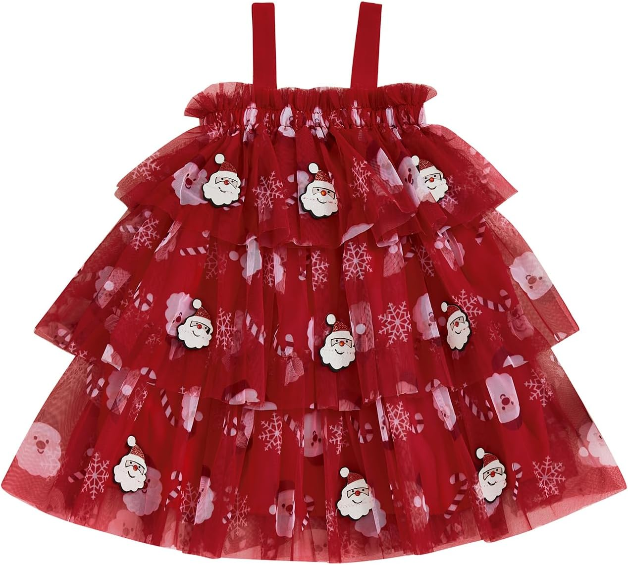 Toddler Christmas Tutu Dress Baby Girl Sleeveless Layered Tulle Dress Little Girl Princess Dresses Christmas Outfit image number 1