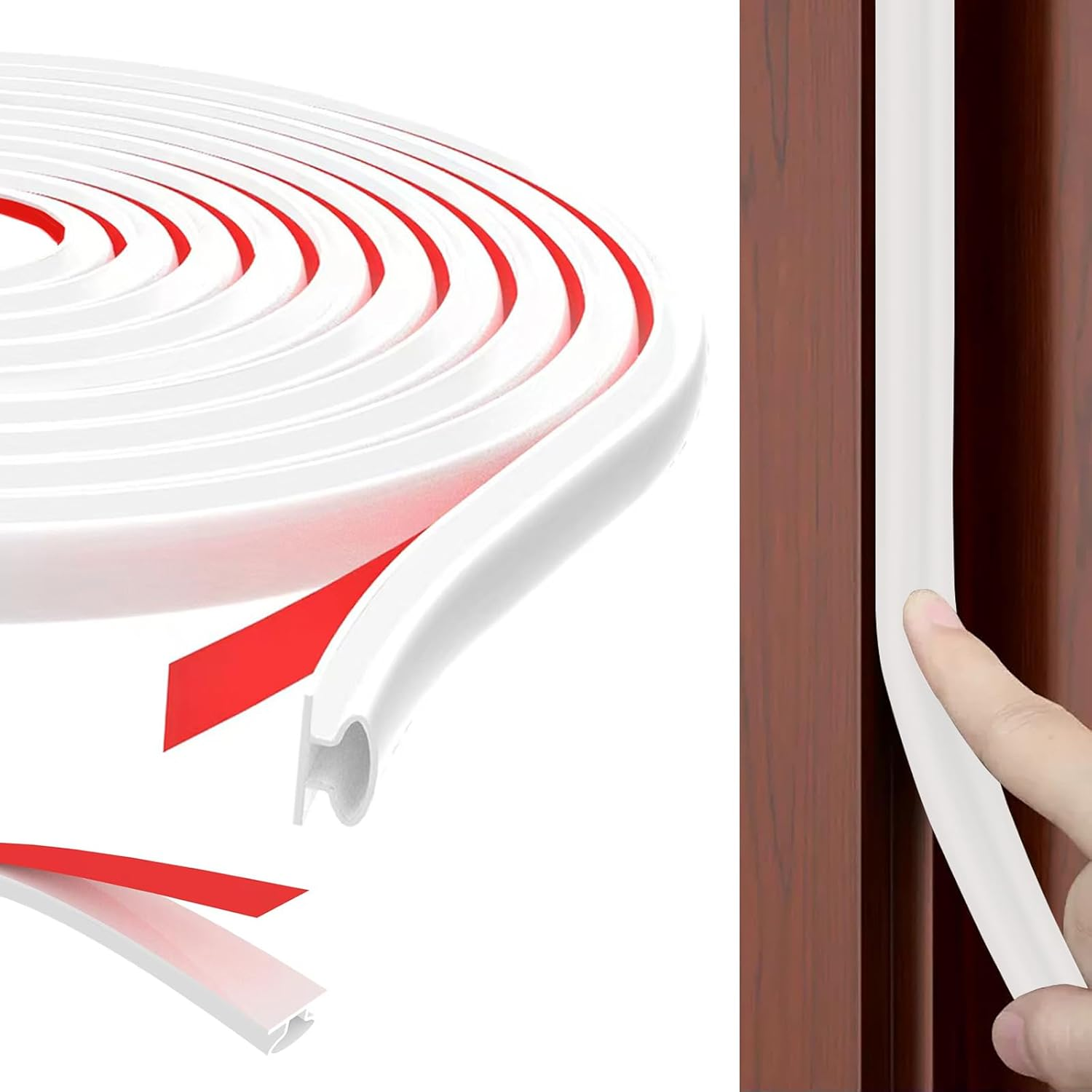 6M White D-Shape Rubber Door Sealing Strip, Self-Adhesive Soundproof Door Seal, Insulation Draught Excluder Tape for Doors Windows, Door Weather Stripping Replacement for 2.5-6Mm Gap image number 5