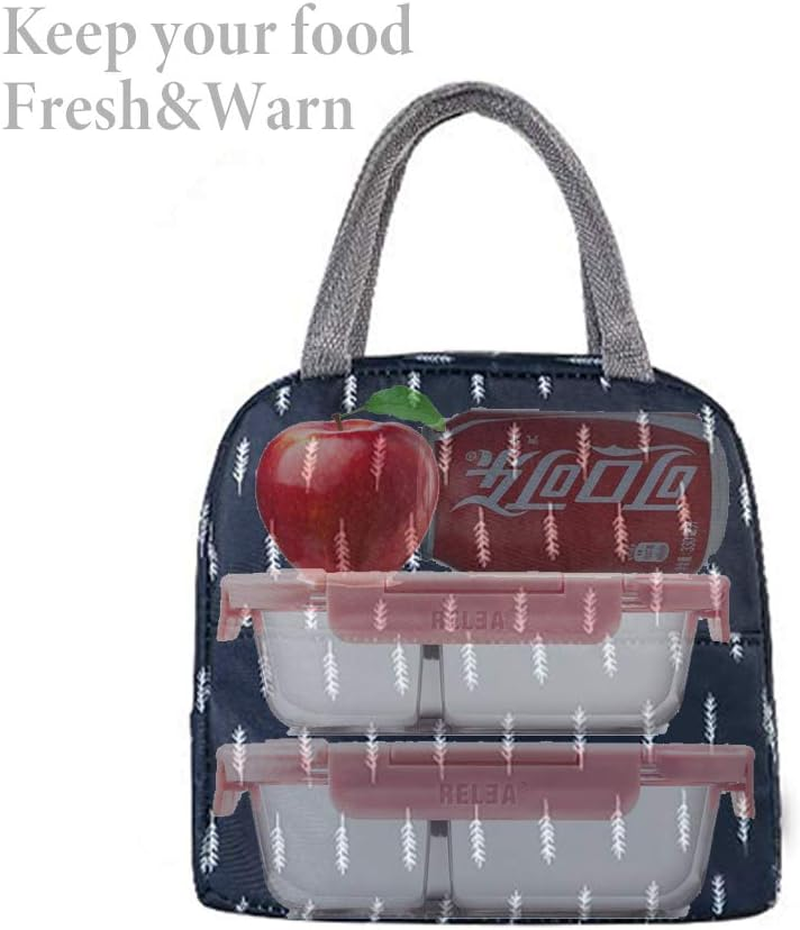 Insulated Lunch Bag Tote Bag for Women Wide Open Insulated Cooler Bag Water-Resistant Thermal Leak-Proof Lunch Organizer for Men Girls Children Outdoor Picnic Work (Plume)