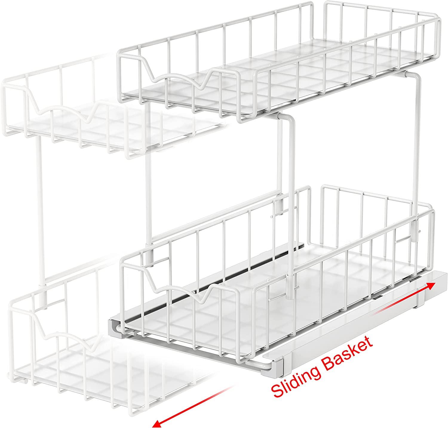 Simplehouseware 2-Tier Slide Out Spice Rack Organiser, White image number 1
