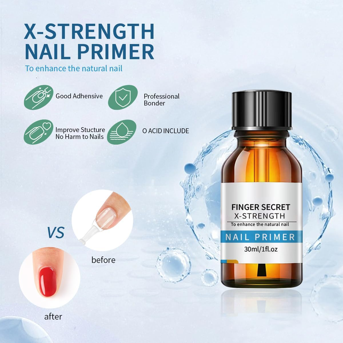 Nail Primer and Dehydrator-Professional Nail Prep Dehydrator and X-Strength Primer Set, Non-Acid Air Dry Nail Prep Kit, No Burn Fast Air Dry, for Natural Nail & UV Gels. - Nail Prepnail Primer image number 6