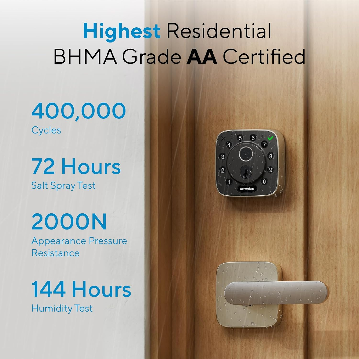 ULTRALOQ Bolt Fingerprint Wifi Smart Lock, Works with Apple Home, Siri, Alexa, 8-In-1 Keyless Entry Deadbolt Lock with Fingerprint, Keypad, App Remote Control, Auto Unlock,Easy Install, 10 Mo. Battery