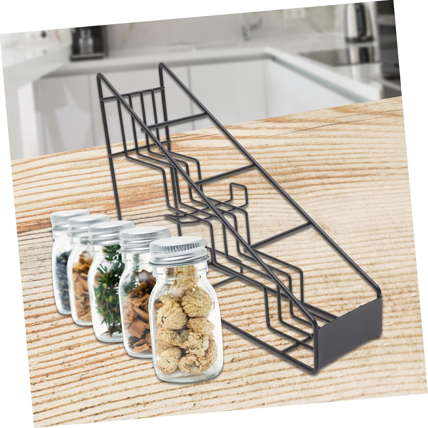 UPKOCH Stainless Steel Syrup Display Stand Stepped Shelf Design for Organizing Syrups Spices and Items in Kitchenware Storage for Shop Home Use Random Color image number 2