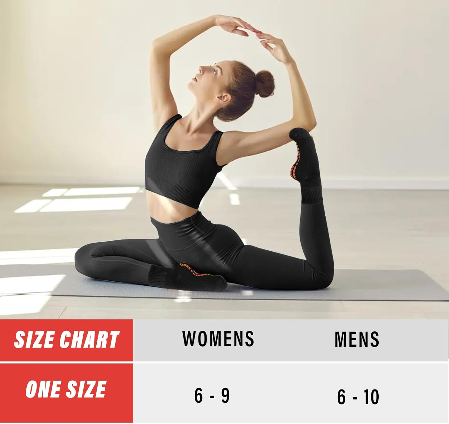 Supcomsta Non Slip Socks for Men Women, Grippy Socks Fitness Grip Sock Pilates, Pilates Grip Yoga Socks with Grips for Women Sport Dance - Men, 3-Black image number 5